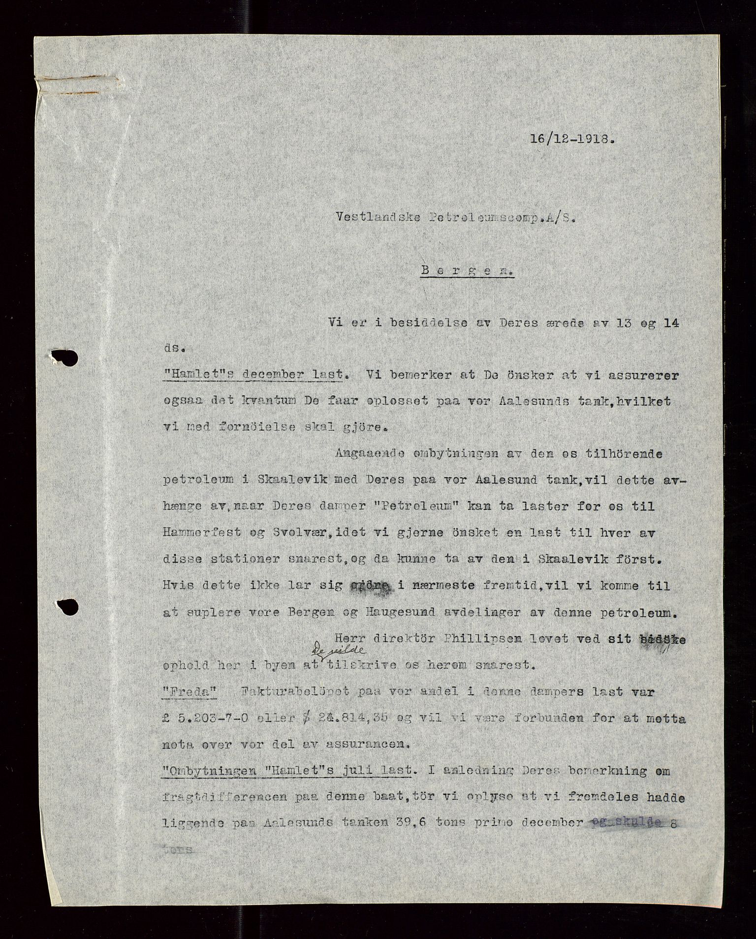 Pa 1521 - A/S Norske Shell, AV/SAST-A-101915/E/Ea/Eaa/L0006: Sjefskorrespondanse, 1918, p. 396