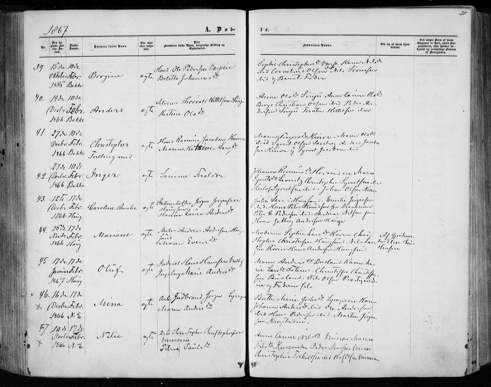 Eiker kirkebøker, AV/SAKO-A-4/F/Fa/L0016: Parish register (official) no. I 16, 1860-1868, p. 215