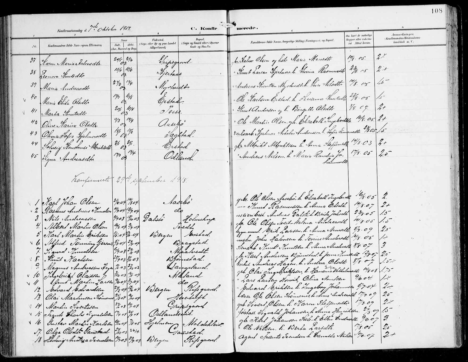 Alversund Sokneprestembete, AV/SAB-A-73901/H/Ha/Haa/Haac/L0002: Parish register (official) no. C 2, 1901-1921, p. 108