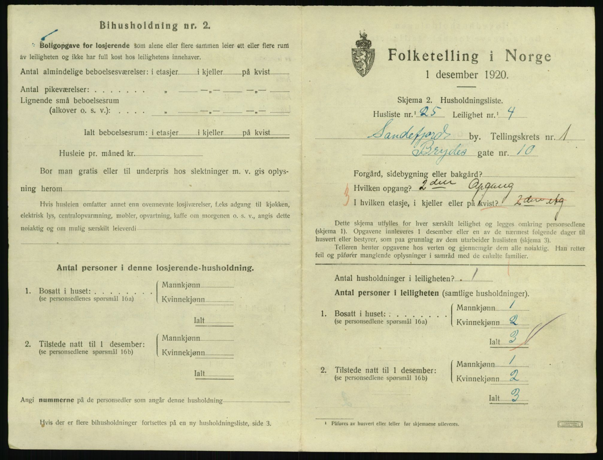 SAKO, 1920 census for Sandefjord, 1920, p. 1366