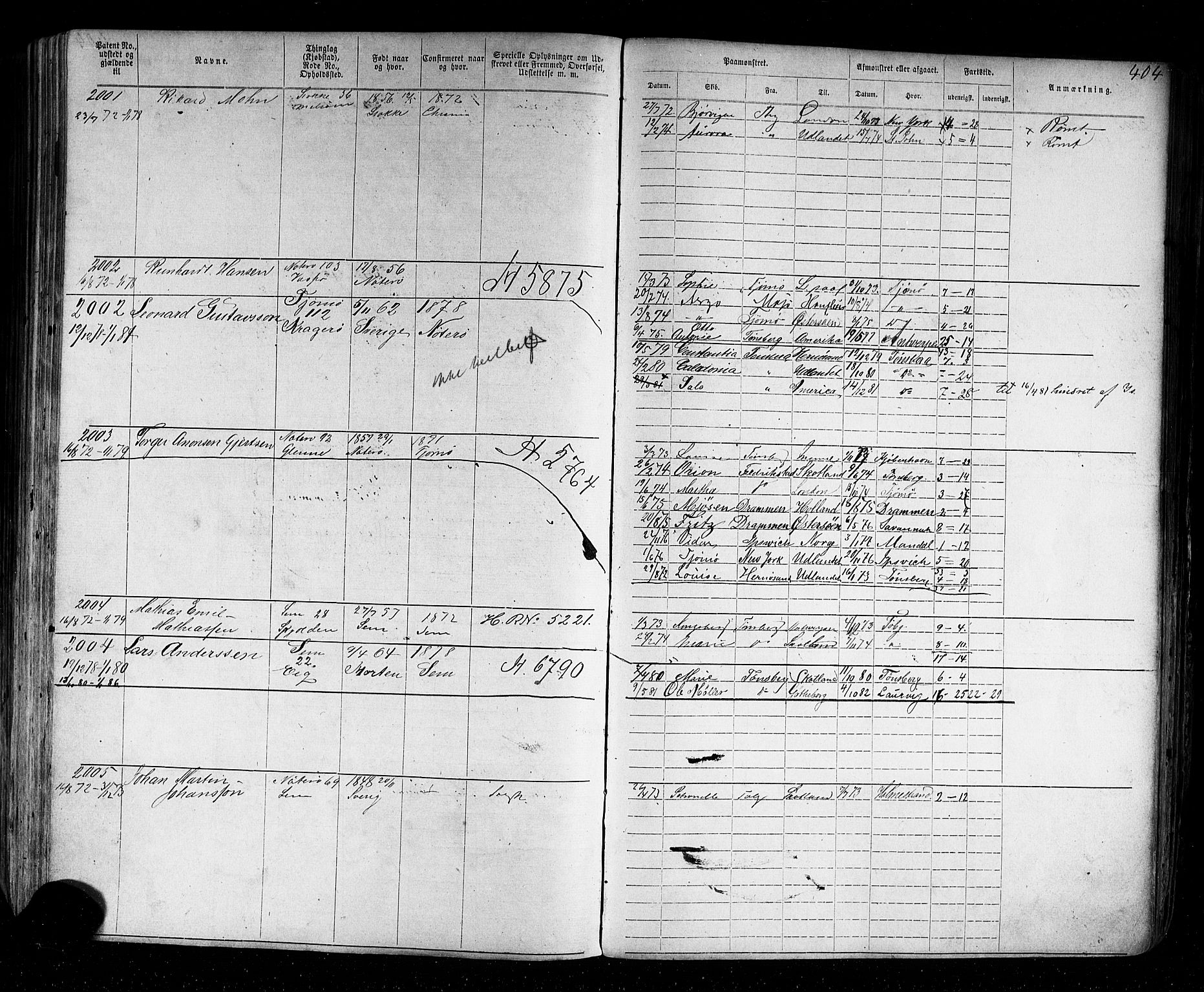 Tønsberg innrulleringskontor, AV/SAKO-A-786/F/Fb/L0002: Annotasjonsrulle Patent nr. 1-2635, 1869-1877, p. 445