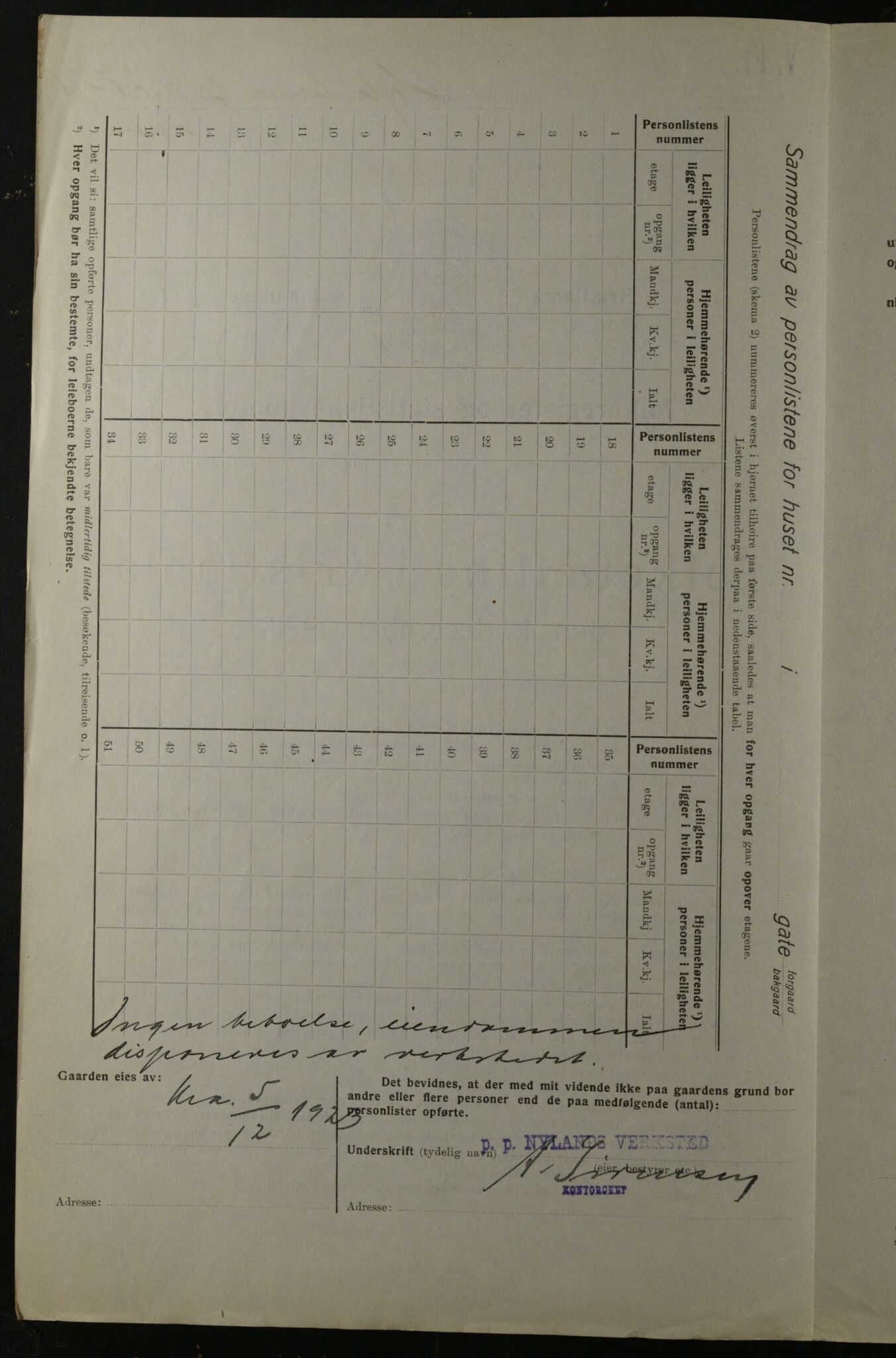 OBA, Municipal Census 1923 for Kristiania, 1923, p. 81305