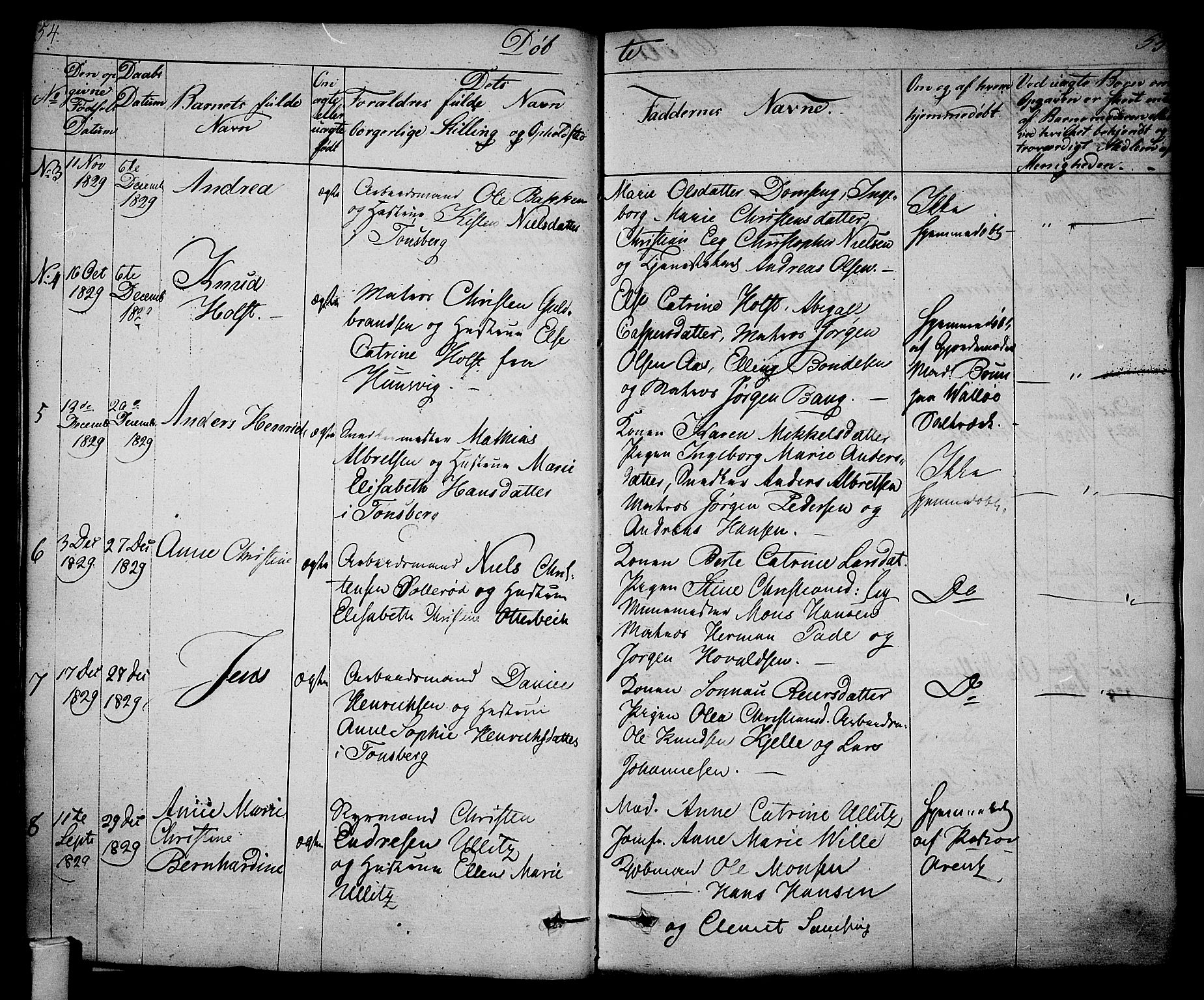 Tønsberg kirkebøker, AV/SAKO-A-330/F/Fa/L0005: Parish register (official) no. I 5, 1827-1836, p. 54-55