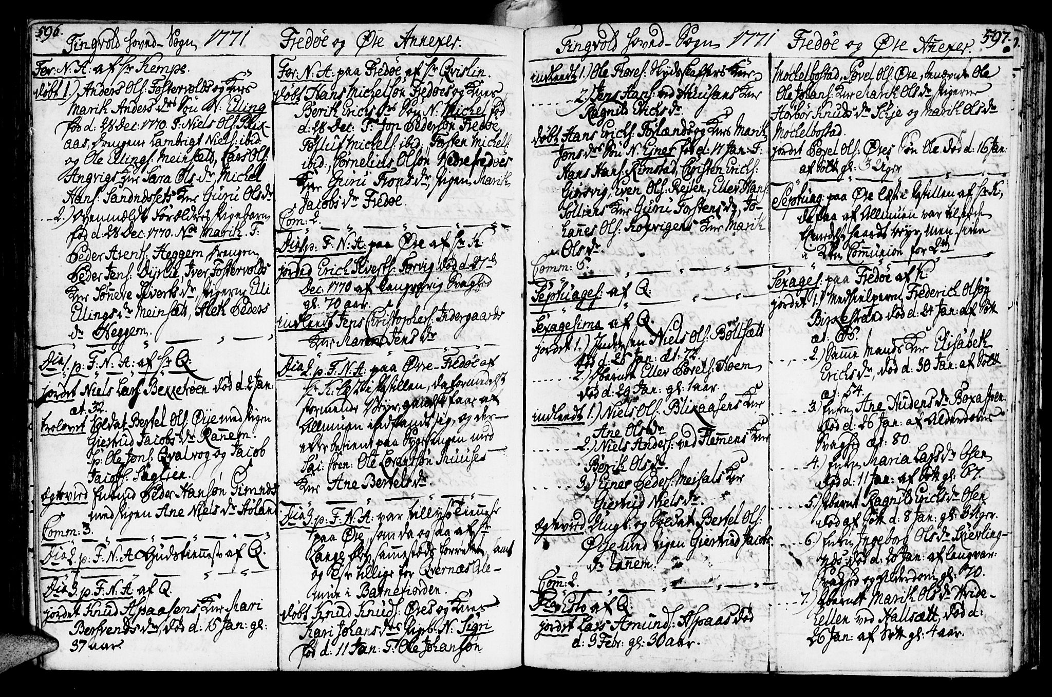 Ministerialprotokoller, klokkerbøker og fødselsregistre - Møre og Romsdal, SAT/A-1454/586/L0979: Parish register (official) no. 586A05, 1751-1776, p. 596-597