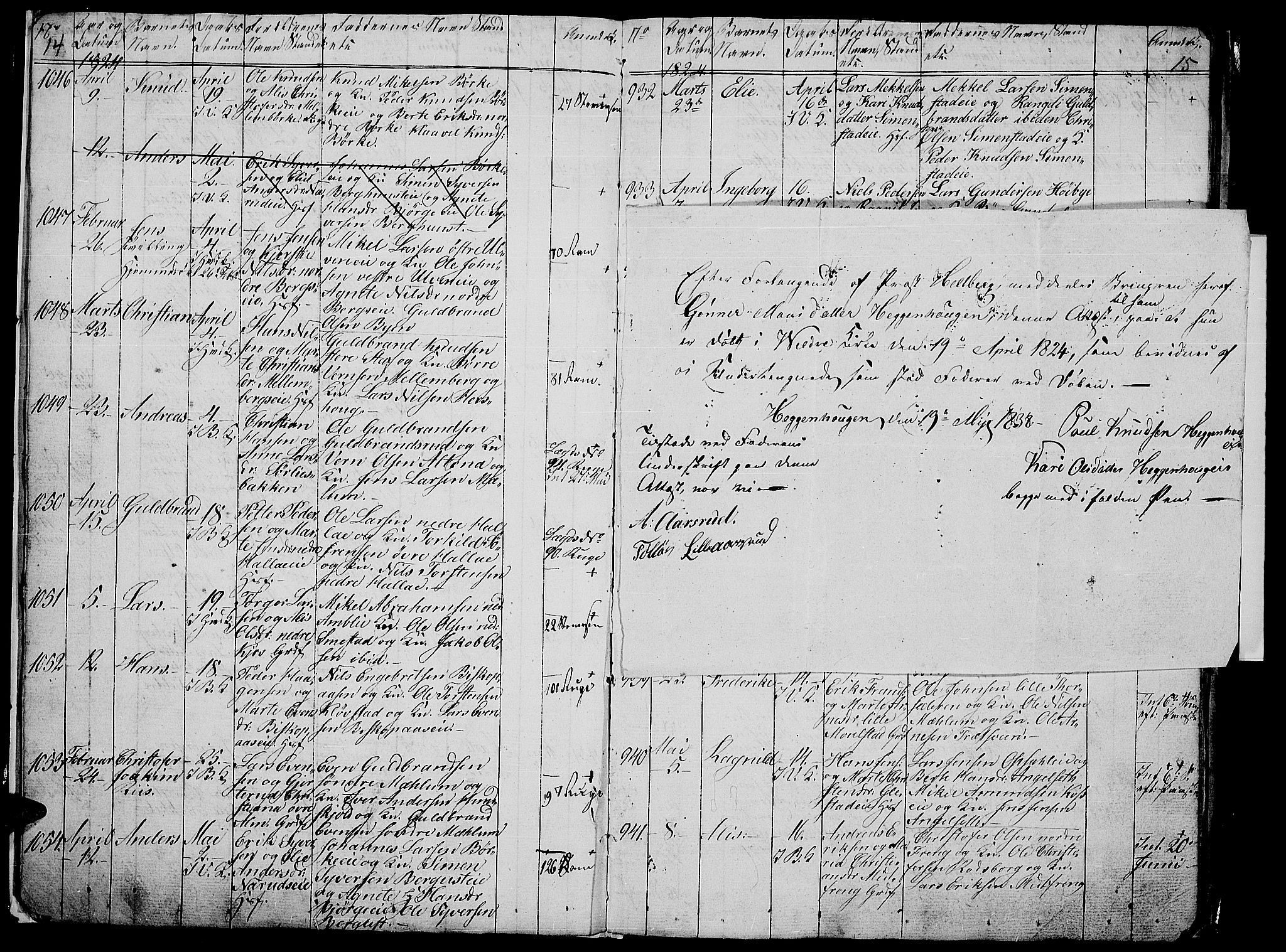 Ringsaker prestekontor, SAH/PREST-014/L/La/L0003: Parish register (copy) no. 3, 1824-1826, p. 14-15