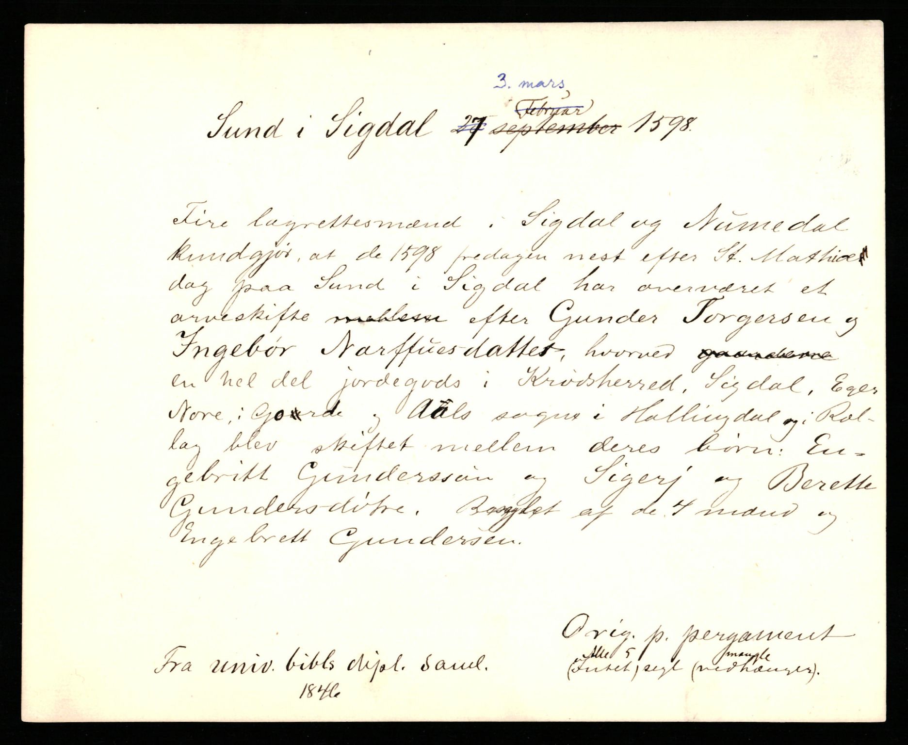 Riksarkivets diplomsamling, AV/RA-EA-5965/F35/F35b/L0004: Riksarkivets diplomer, seddelregister, 1593-1600, p. 423