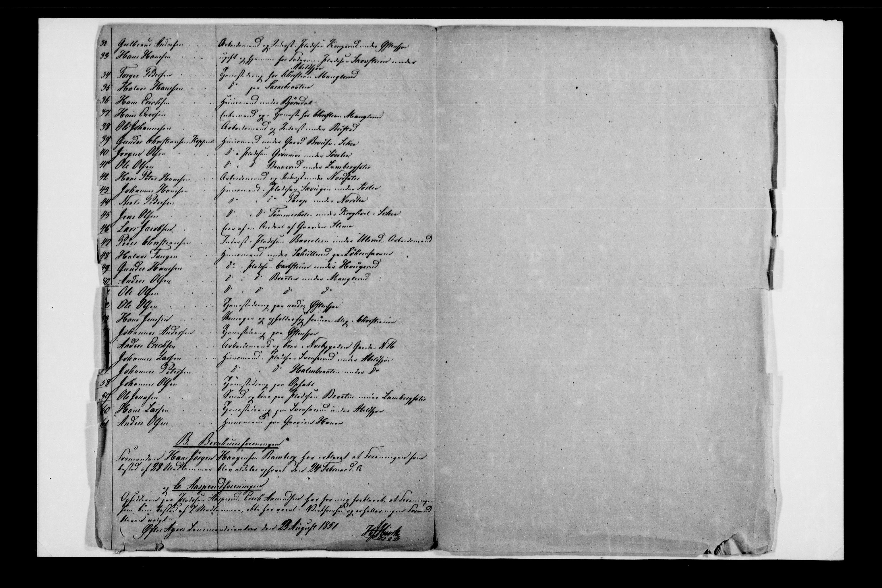 Justisdepartementet, Kriminalkontoret A, AV/RA-S-1037/M/L0013: Thrane-saken. Medlemsfortegnelser, 1848-1851