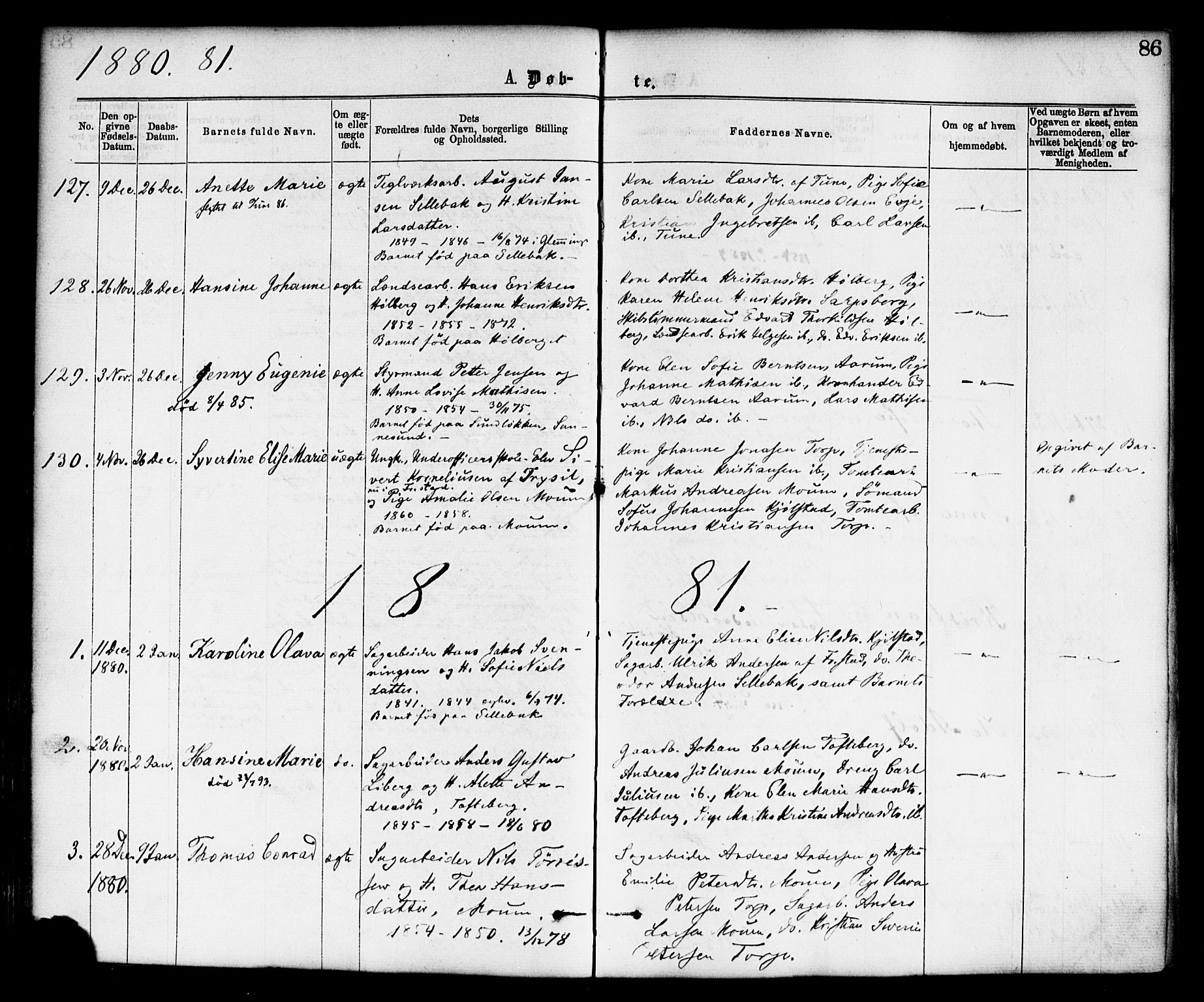 Borge prestekontor Kirkebøker, AV/SAO-A-10903/F/Fa/L0007: Parish register (official) no. I 7, 1875-1886, p. 86