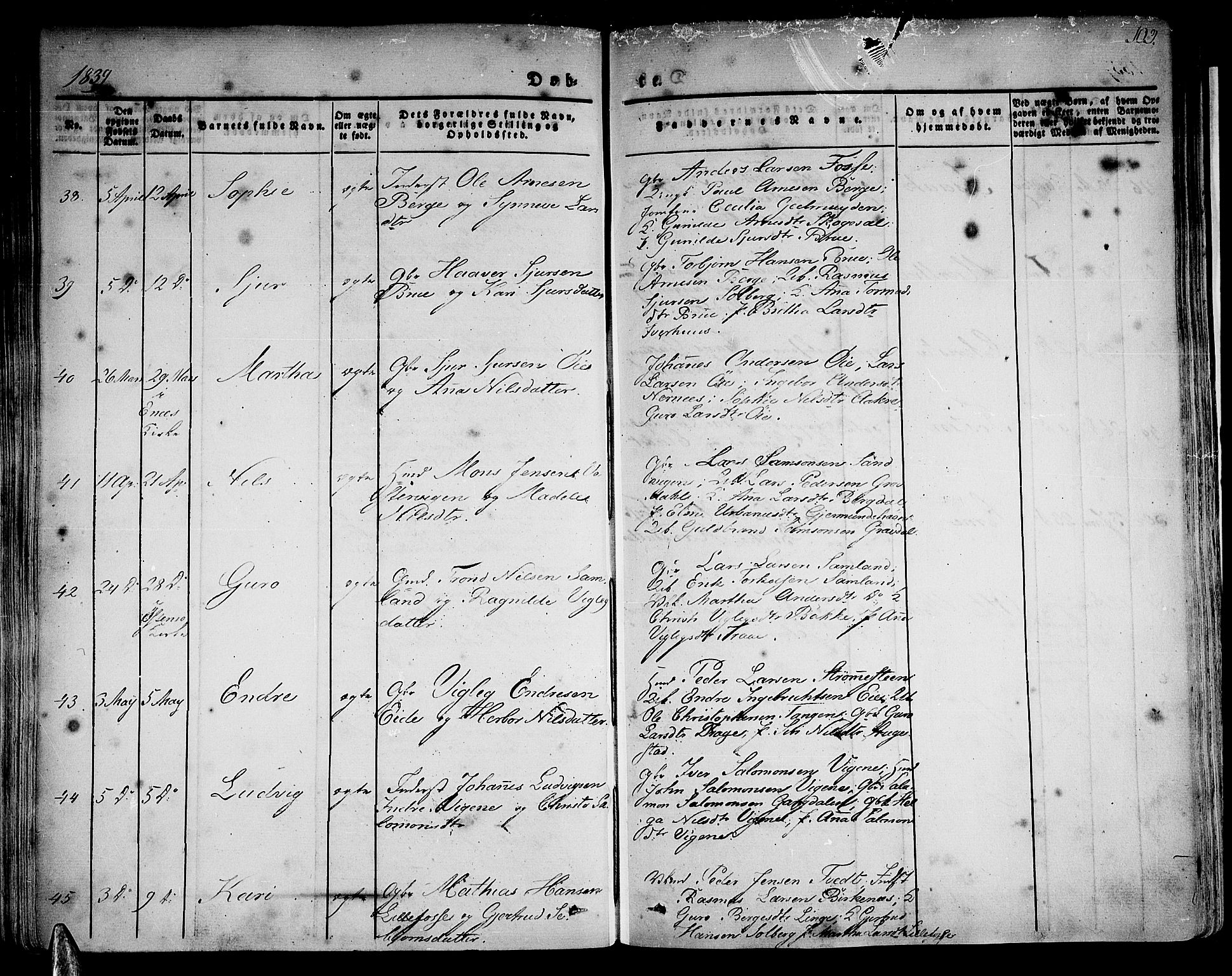 Strandebarm sokneprestembete, AV/SAB-A-78401/H/Haa: Parish register (official) no. A 6, 1826-1843, p. 103