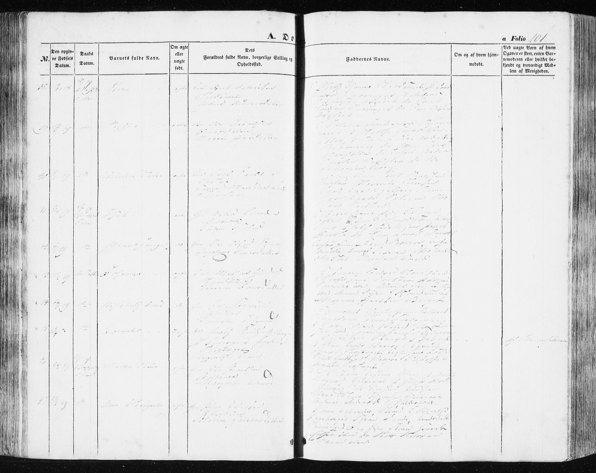 Ministerialprotokoller, klokkerbøker og fødselsregistre - Sør-Trøndelag, AV/SAT-A-1456/634/L0529: Parish register (official) no. 634A05, 1843-1851, p. 101