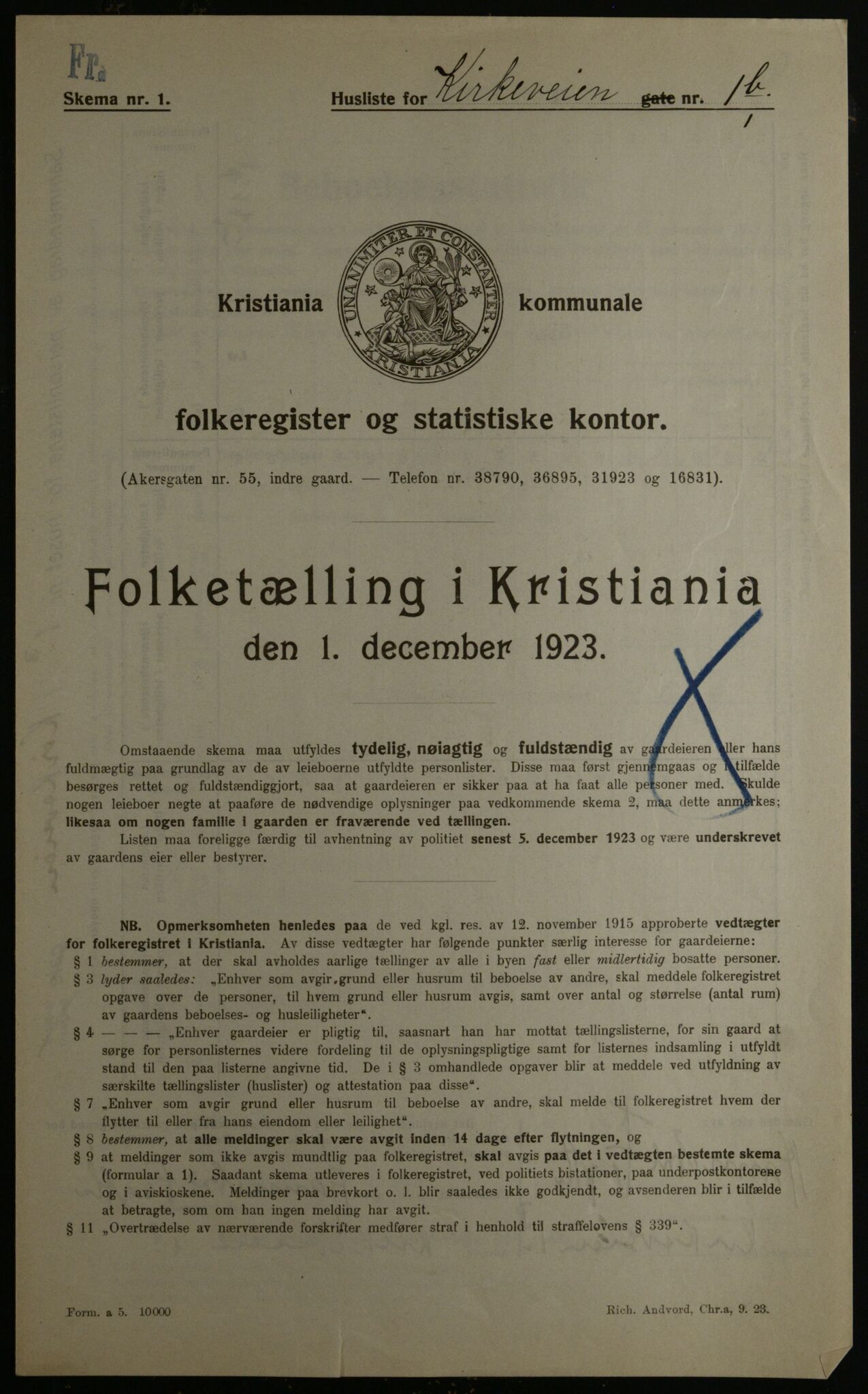 OBA, Municipal Census 1923 for Kristiania, 1923, p. 56603