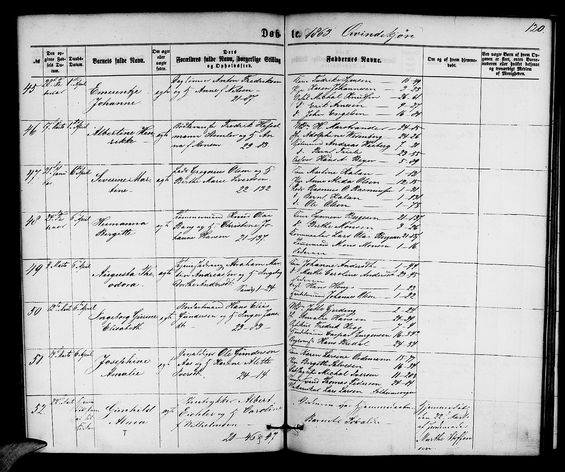 Korskirken sokneprestembete, SAB/A-76101/H/Hab: Parish register (copy) no. B 5, 1863-1868, p. 120