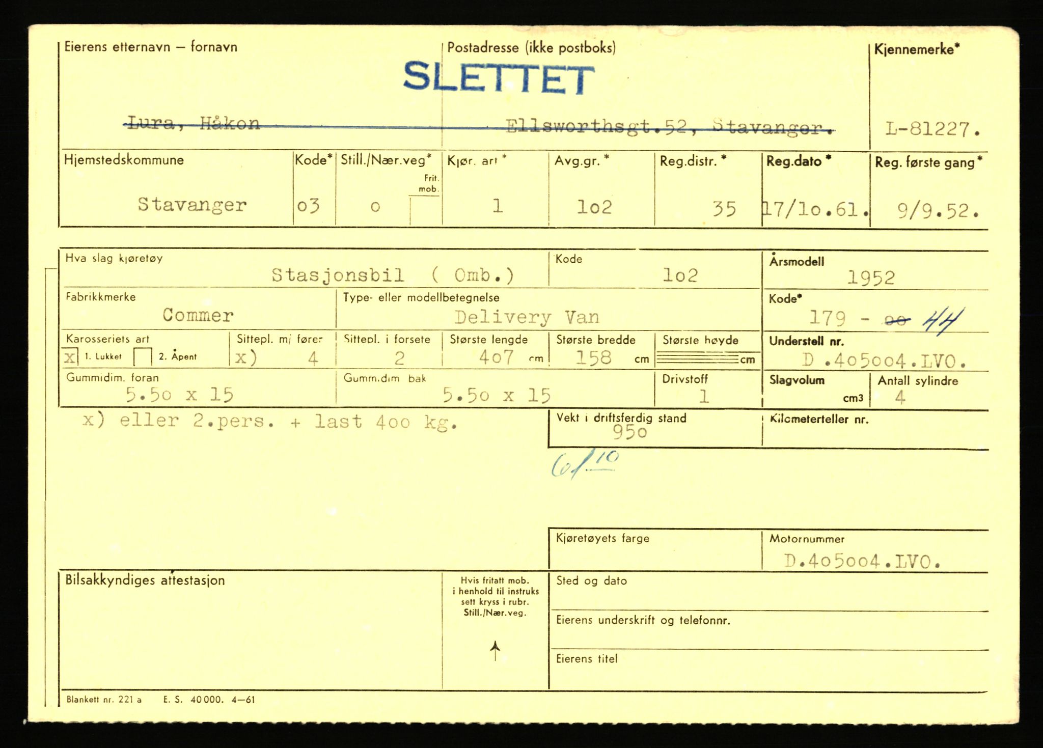 Stavanger trafikkstasjon, AV/SAST-A-101942/0/F/L0071: L-80500 - L-82199, 1930-1971, p. 1297