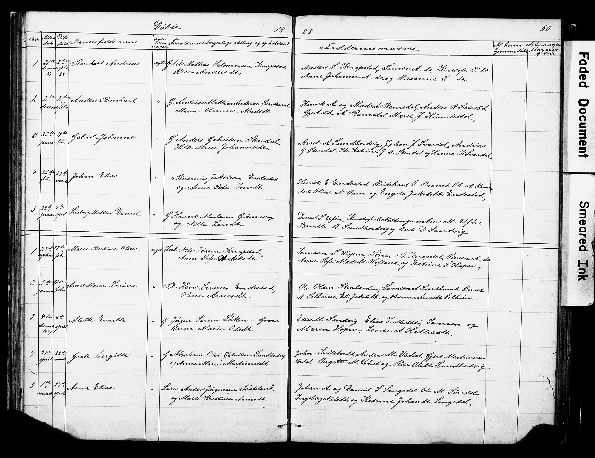 Kinn sokneprestembete, AV/SAB-A-80801/H/Hab/Habe/L0001: Parish register (copy) no. E 1, 1864-1899, p. 50