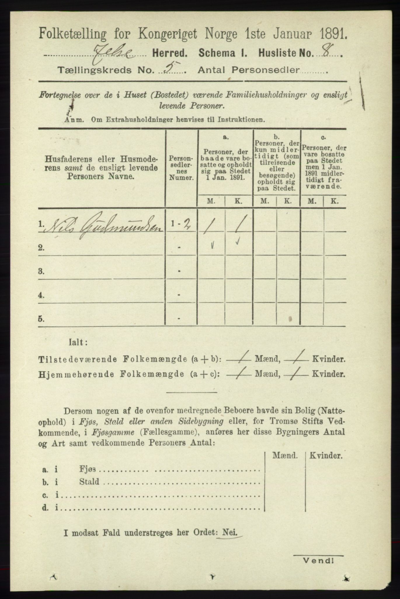 RA, 1891 census for 1138 Jelsa, 1891, p. 1049