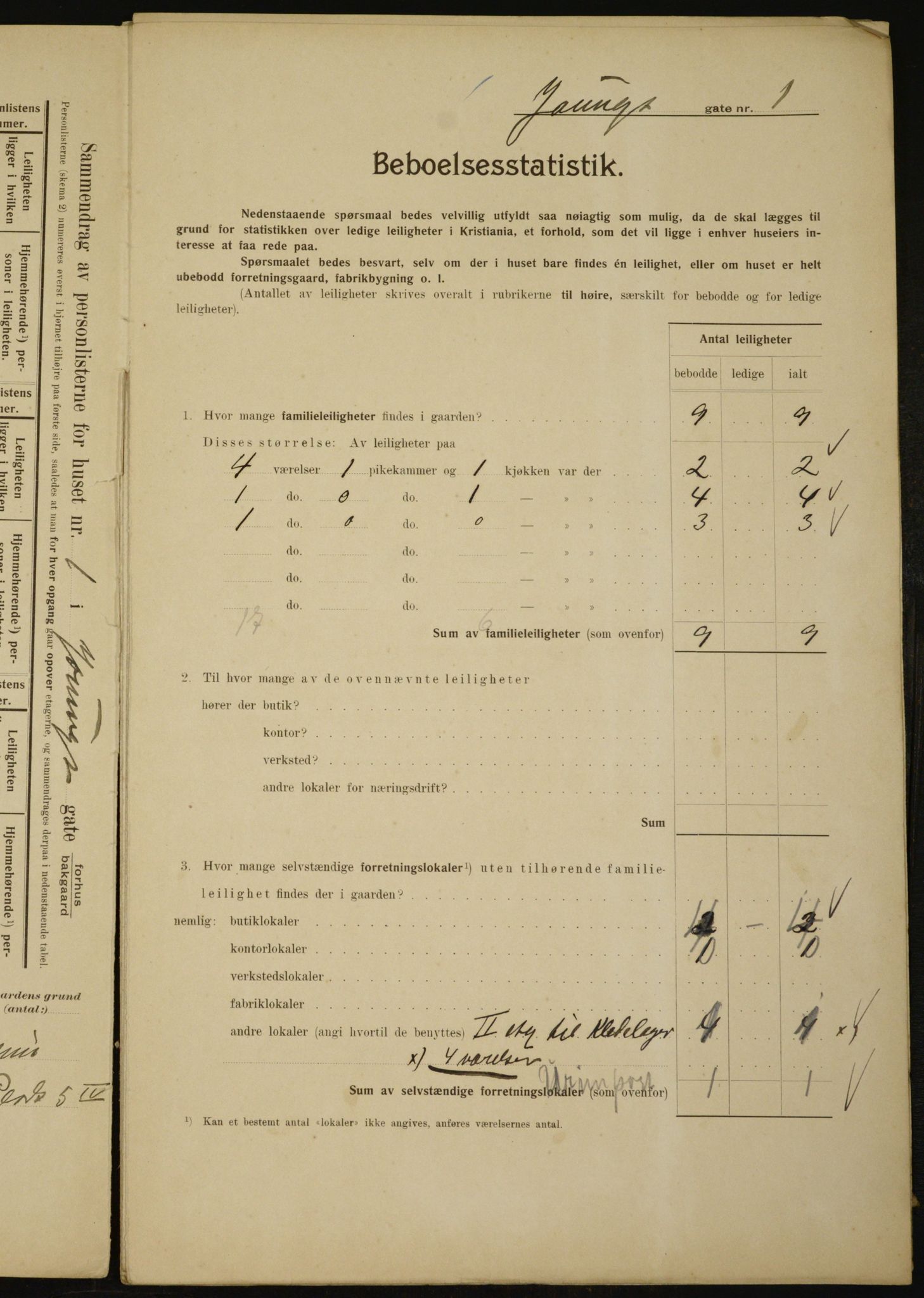 OBA, Municipal Census 1910 for Kristiania, 1910, p. 121824