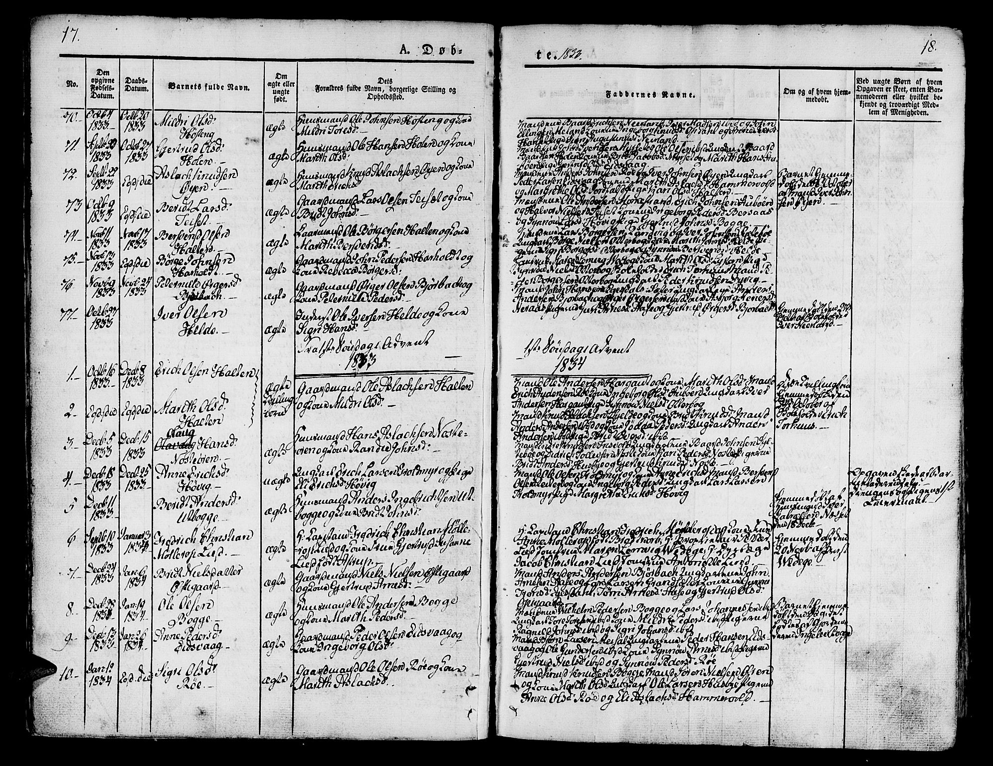 Ministerialprotokoller, klokkerbøker og fødselsregistre - Møre og Romsdal, SAT/A-1454/551/L0624: Parish register (official) no. 551A04, 1831-1845, p. 17-18