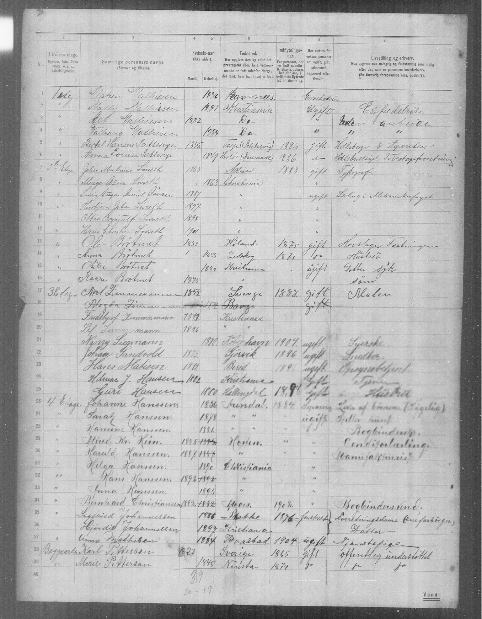 OBA, Municipal Census 1904 for Kristiania, 1904, p. 24383