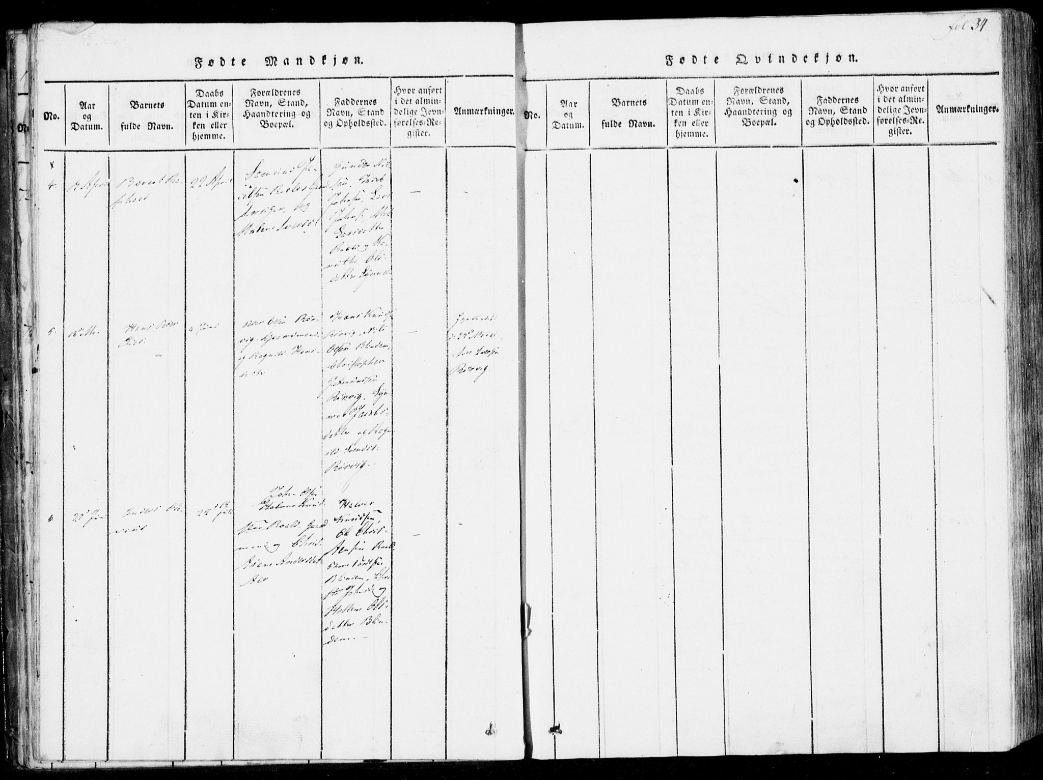 Ministerialprotokoller, klokkerbøker og fødselsregistre - Møre og Romsdal, SAT/A-1454/537/L0517: Parish register (official) no. 537A01, 1818-1862, p. 34