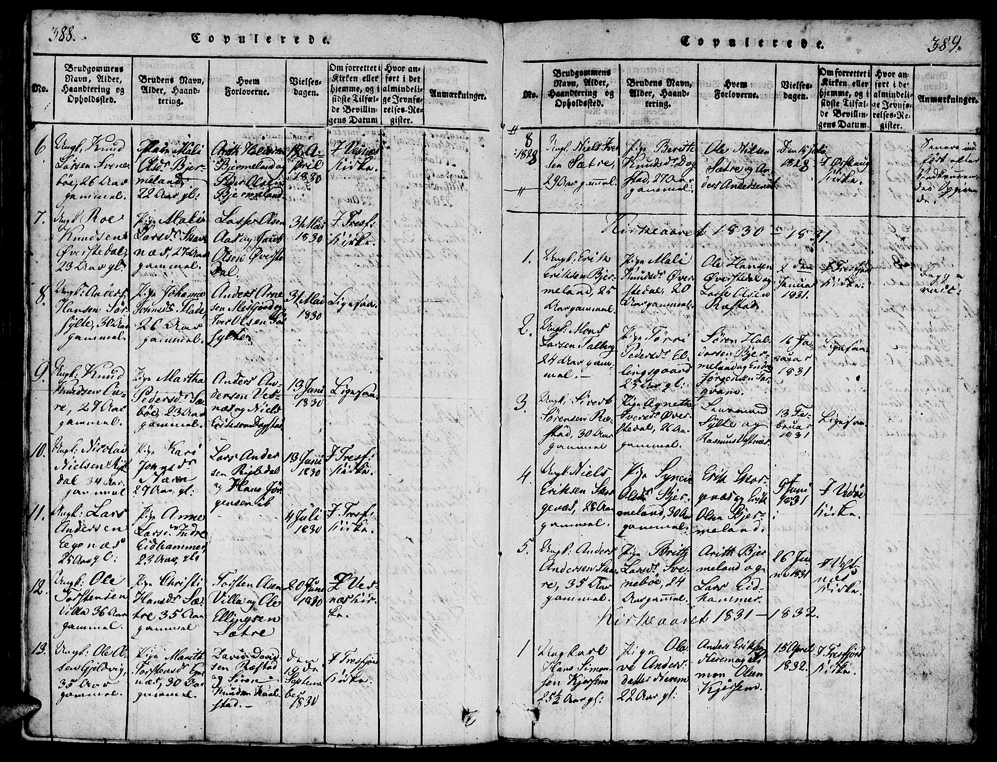 Ministerialprotokoller, klokkerbøker og fødselsregistre - Møre og Romsdal, AV/SAT-A-1454/541/L0544: Parish register (official) no. 541A01, 1818-1847, p. 388-389