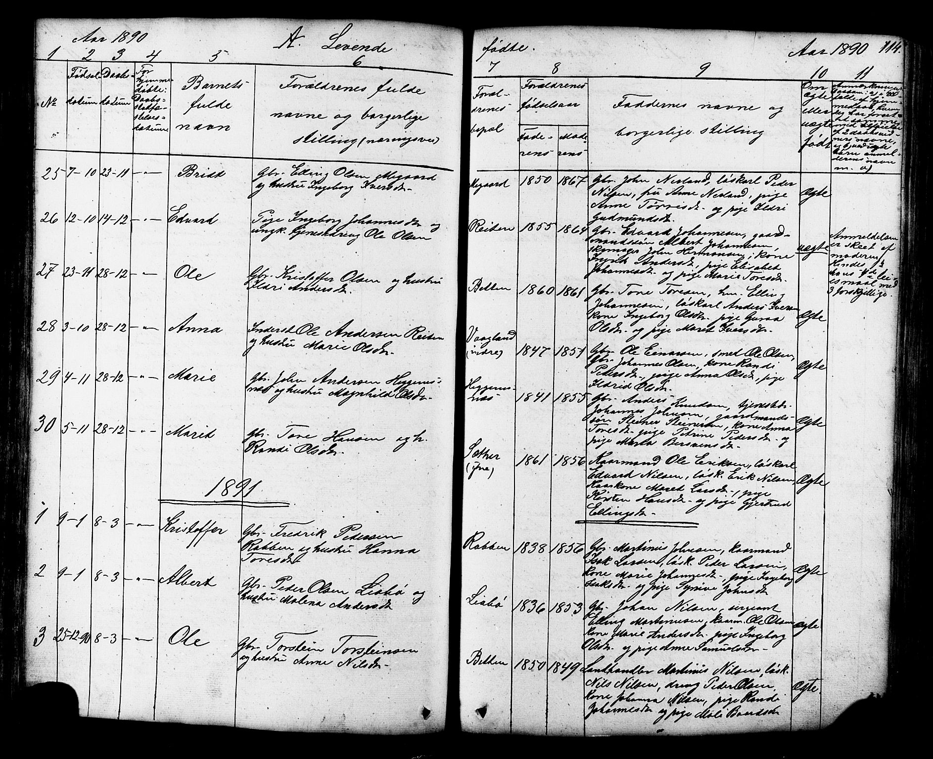 Ministerialprotokoller, klokkerbøker og fødselsregistre - Møre og Romsdal, SAT/A-1454/576/L0890: Parish register (copy) no. 576C01, 1837-1908, p. 114