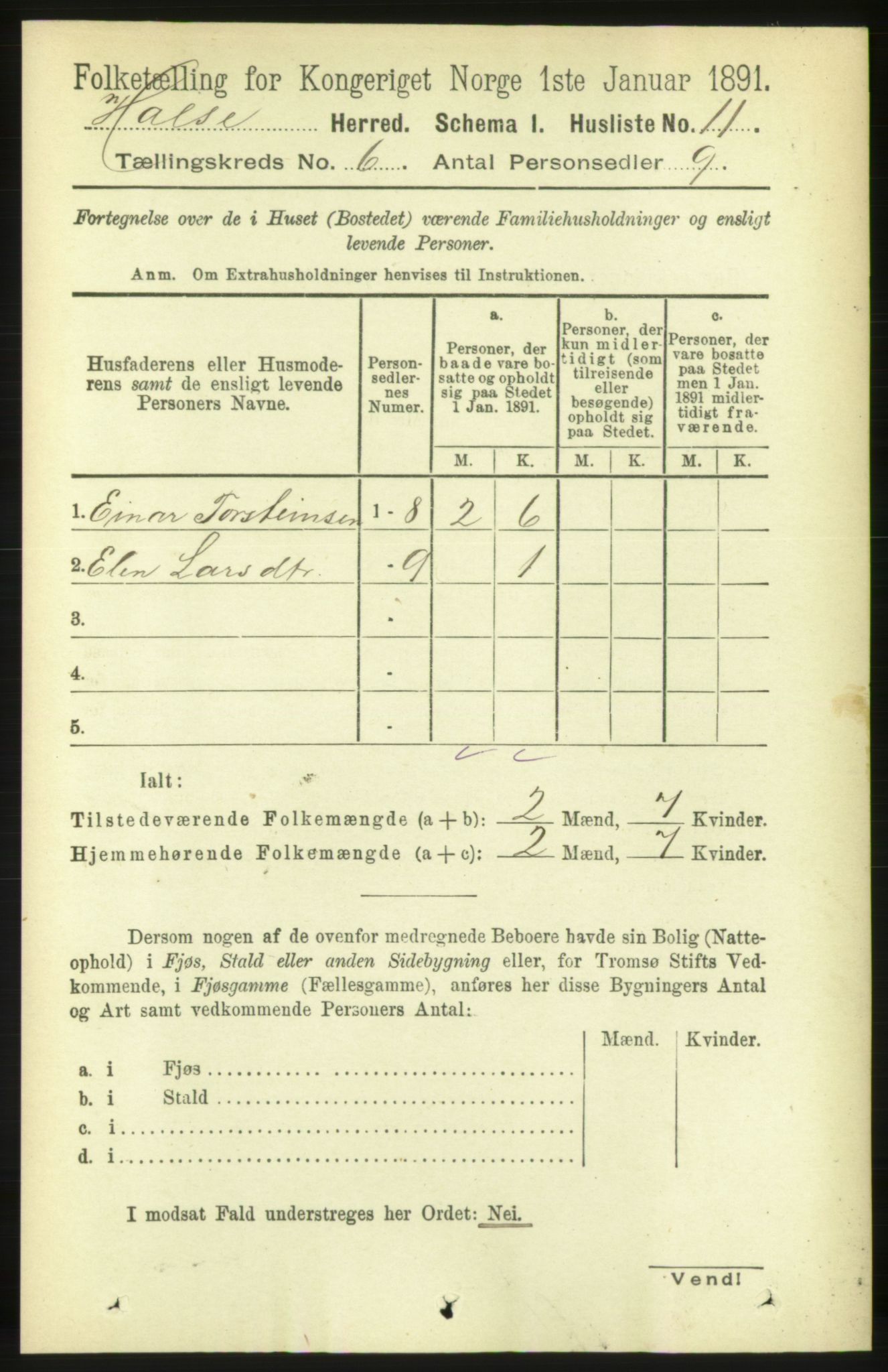 RA, 1891 census for 1571 Halsa, 1891, p. 1461