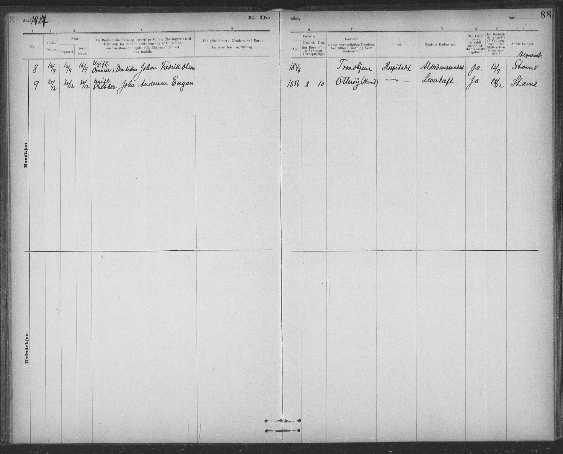 Ministerialprotokoller, klokkerbøker og fødselsregistre - Sør-Trøndelag, SAT/A-1456/623/L0470: Parish register (official) no. 623A04, 1884-1938, p. 88