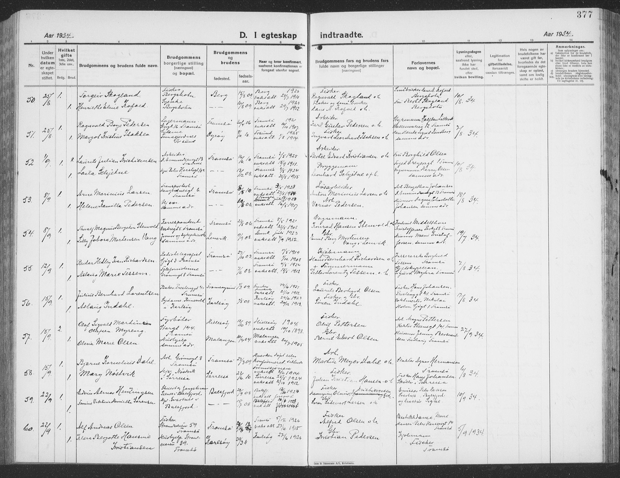 Tromsø sokneprestkontor/stiftsprosti/domprosti, SATØ/S-1343/G/Gb/L0010klokker: Parish register (copy) no. 10, 1925-1937, p. 377