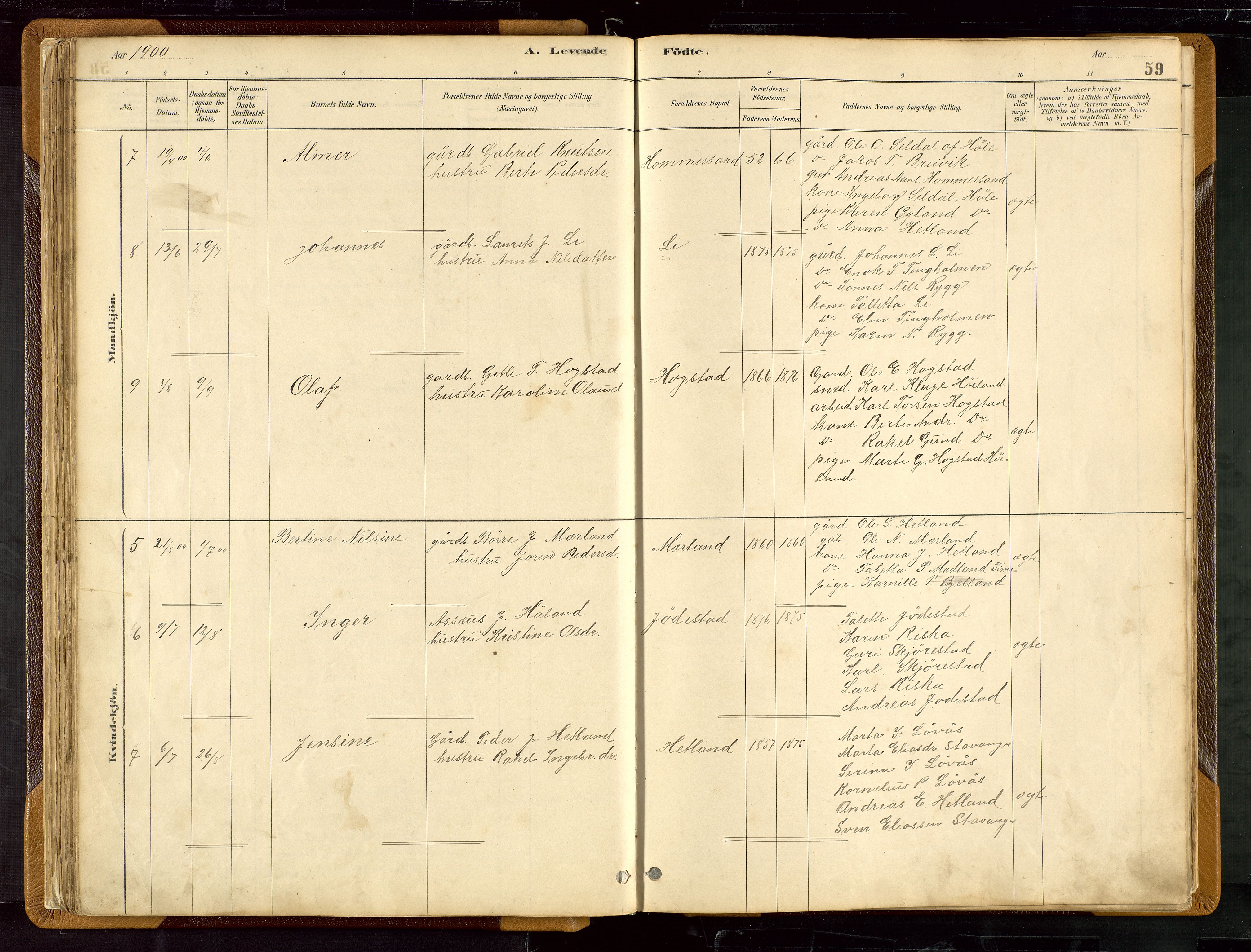 Hetland sokneprestkontor, AV/SAST-A-101826/30/30BB/L0007: Parish register (copy) no. B 7, 1878-1910, p. 59