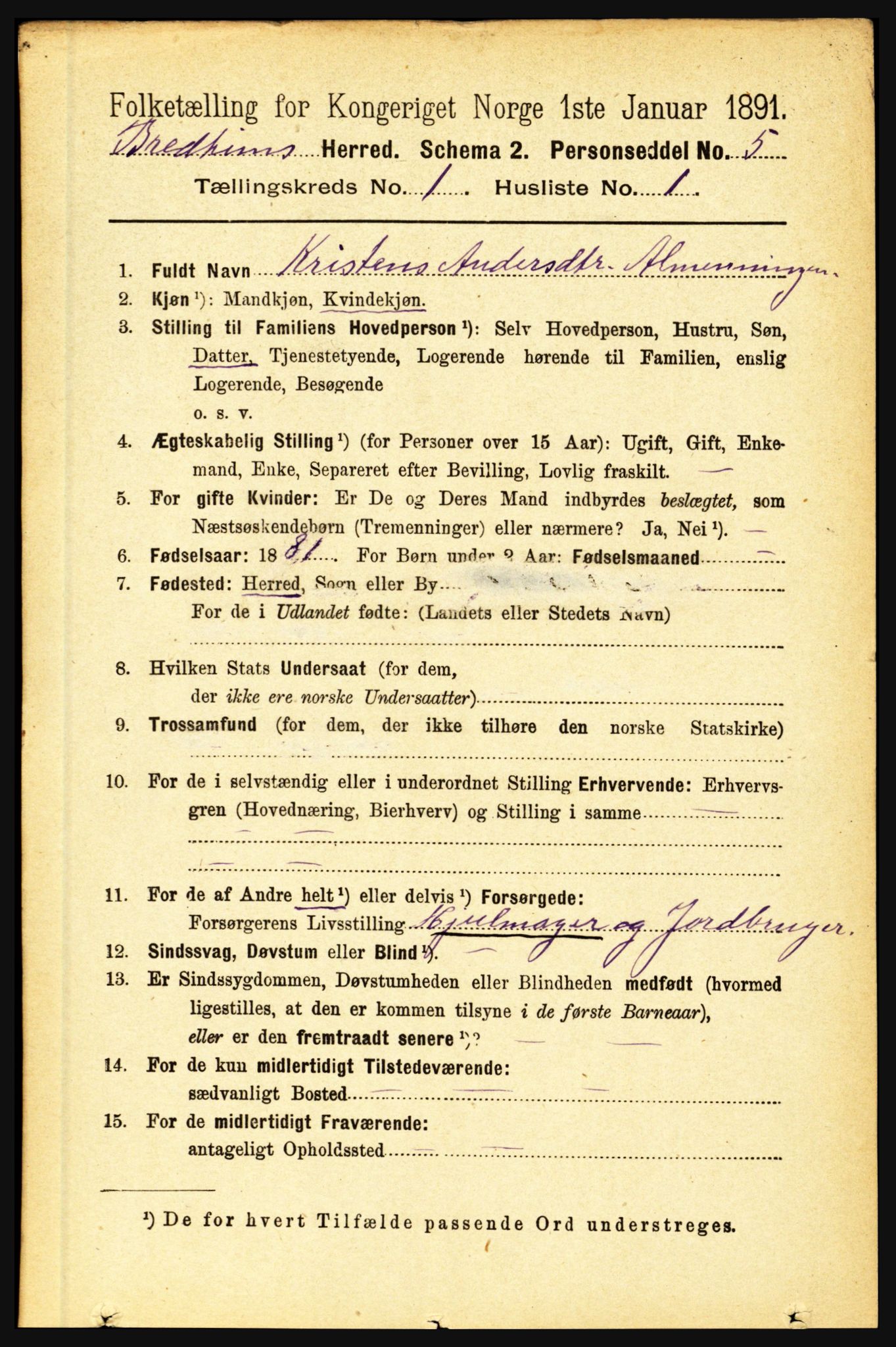 RA, 1891 census for 1446 Breim, 1891, p. 60