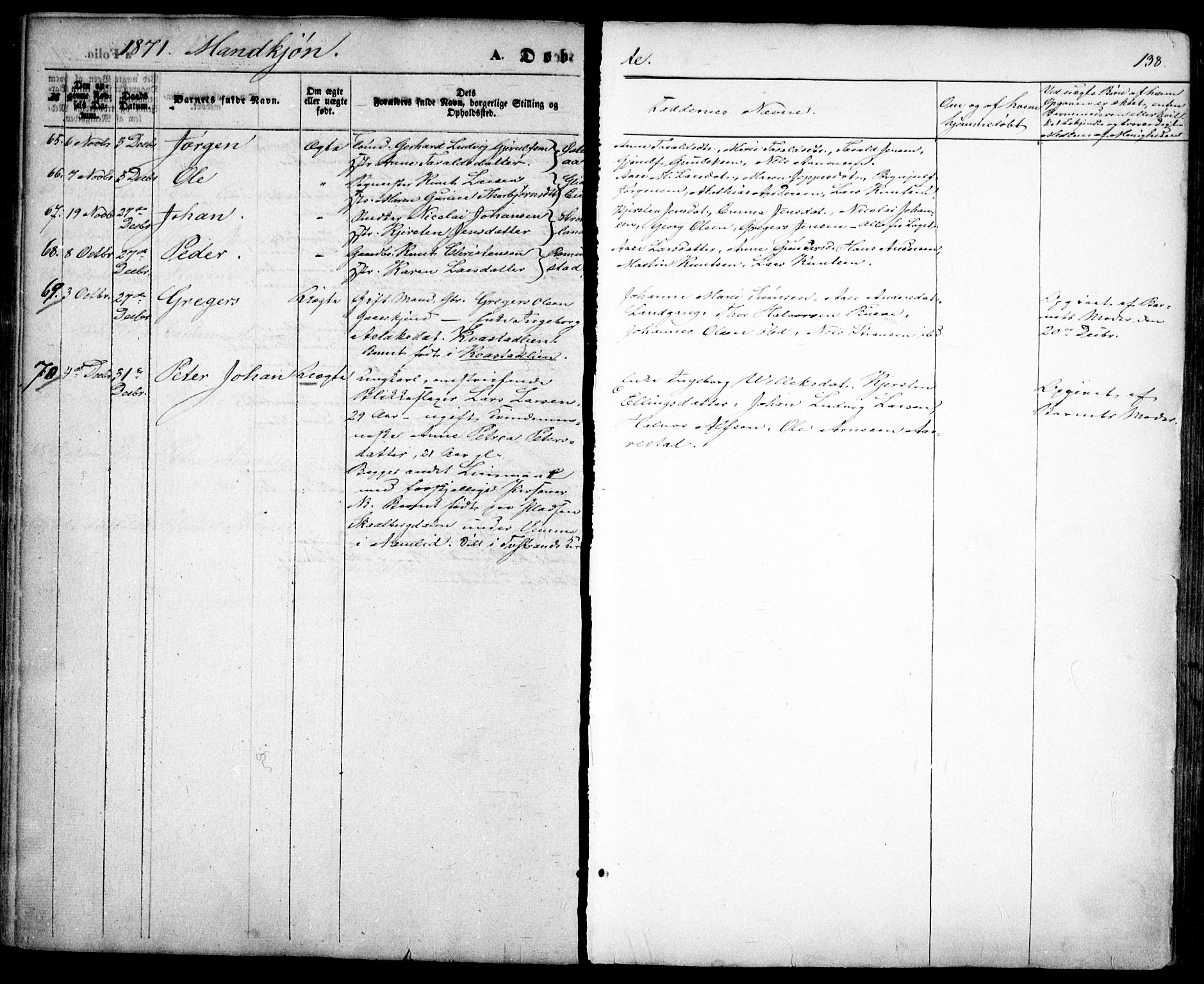 Holt sokneprestkontor, AV/SAK-1111-0021/F/Fa/L0009: Parish register (official) no. A 9, 1861-1871, p. 138