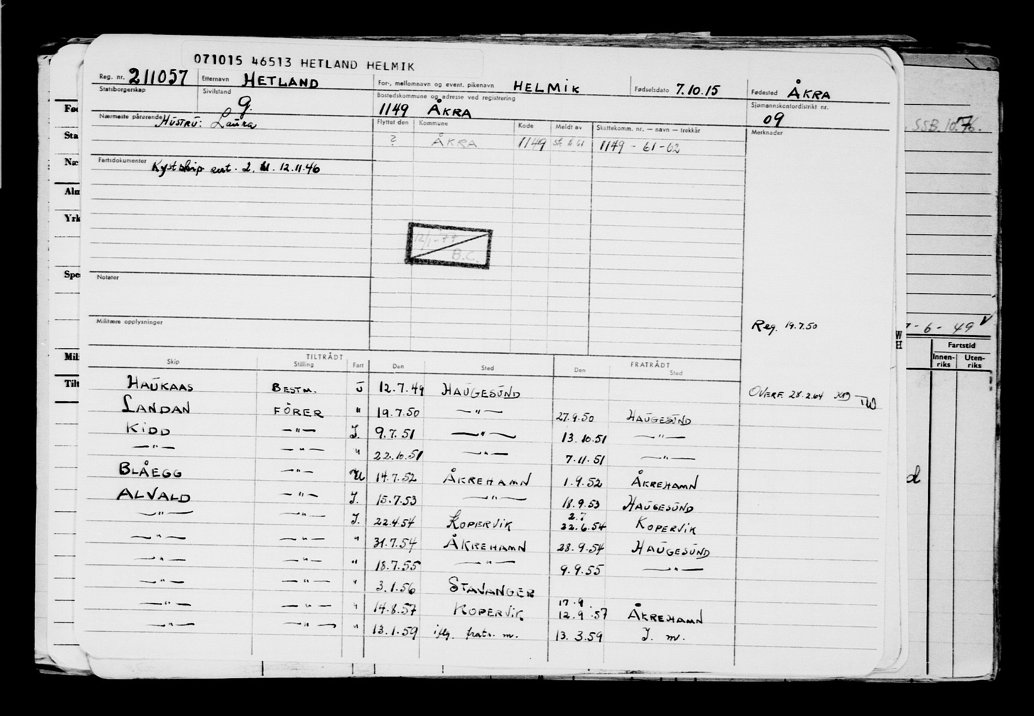 Direktoratet for sjømenn, AV/RA-S-3545/G/Gb/L0133: Hovedkort, 1915, p. 497