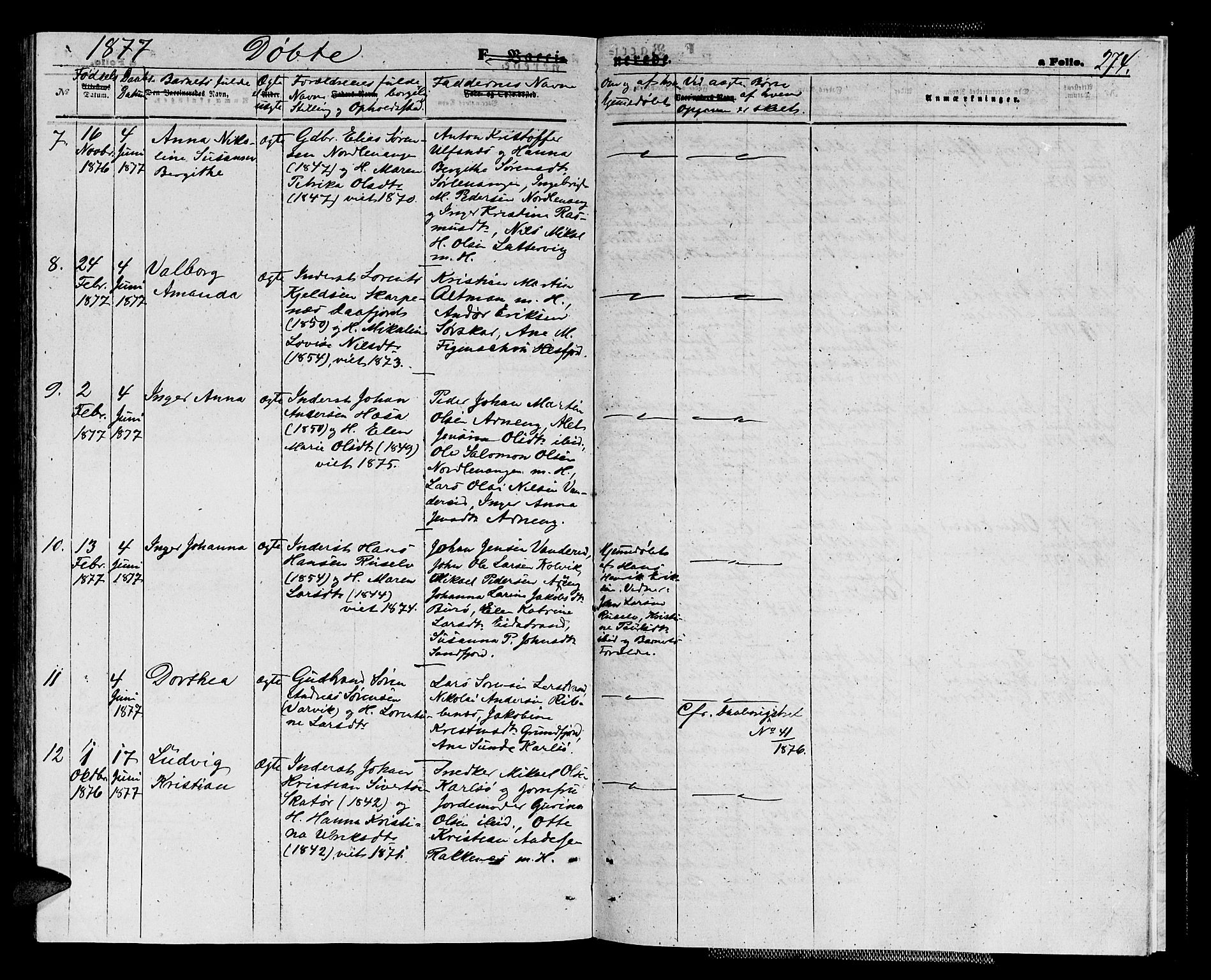 Karlsøy sokneprestembete, AV/SATØ-S-1299/H/Ha/Hab/L0003klokker: Parish register (copy) no. 3, 1862-1877, p. 274