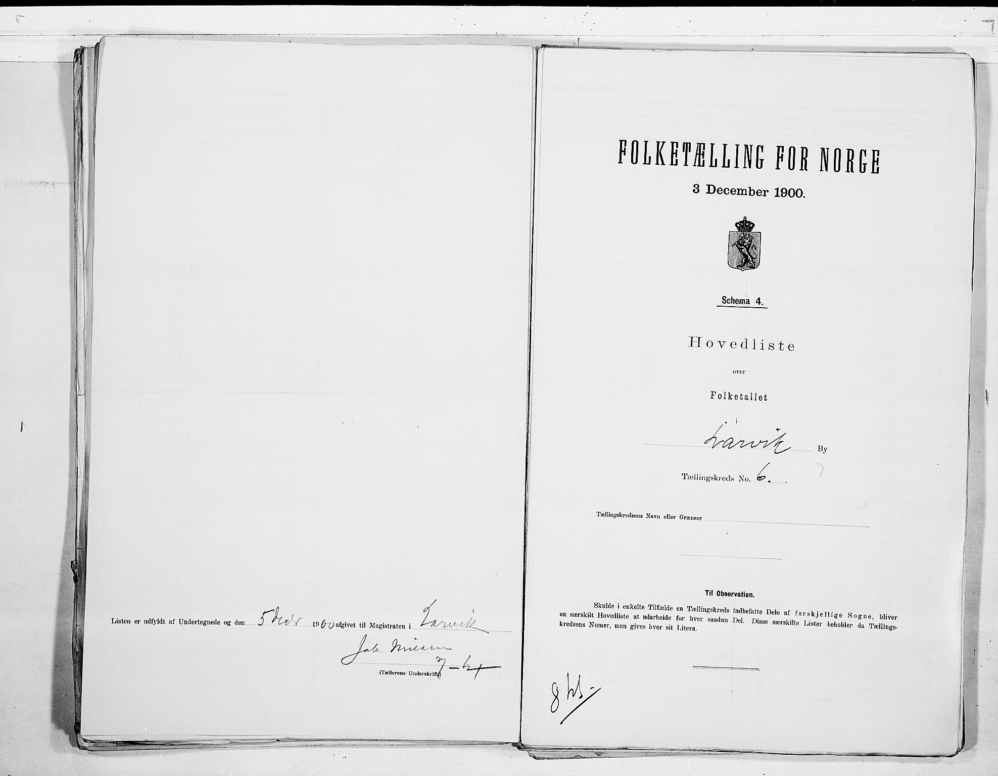 RA, 1900 census for Larvik, 1900, p. 14