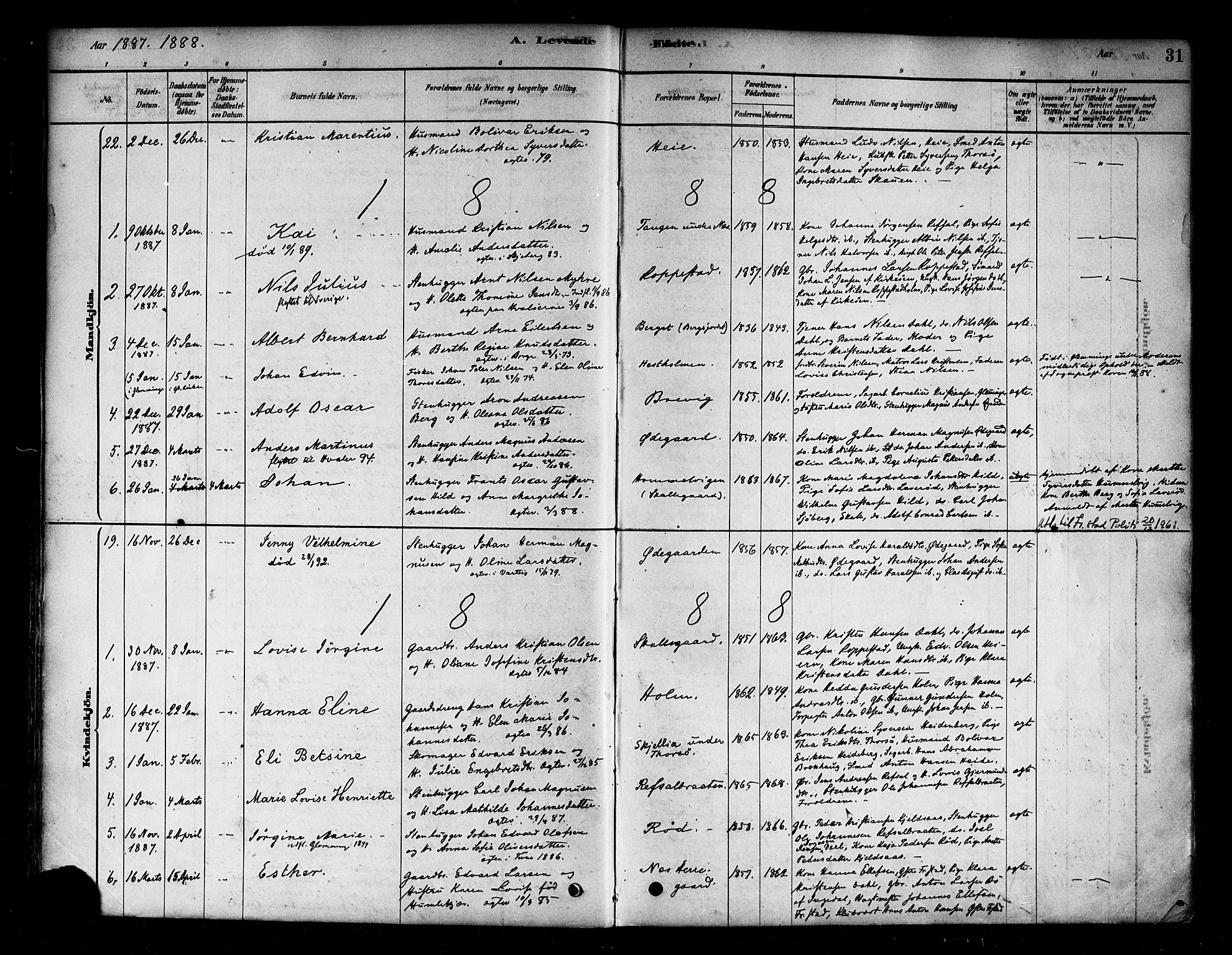 Borge prestekontor Kirkebøker, SAO/A-10903/F/Fb/L0003: Parish register (official) no. II 3, 1878-1902, p. 31