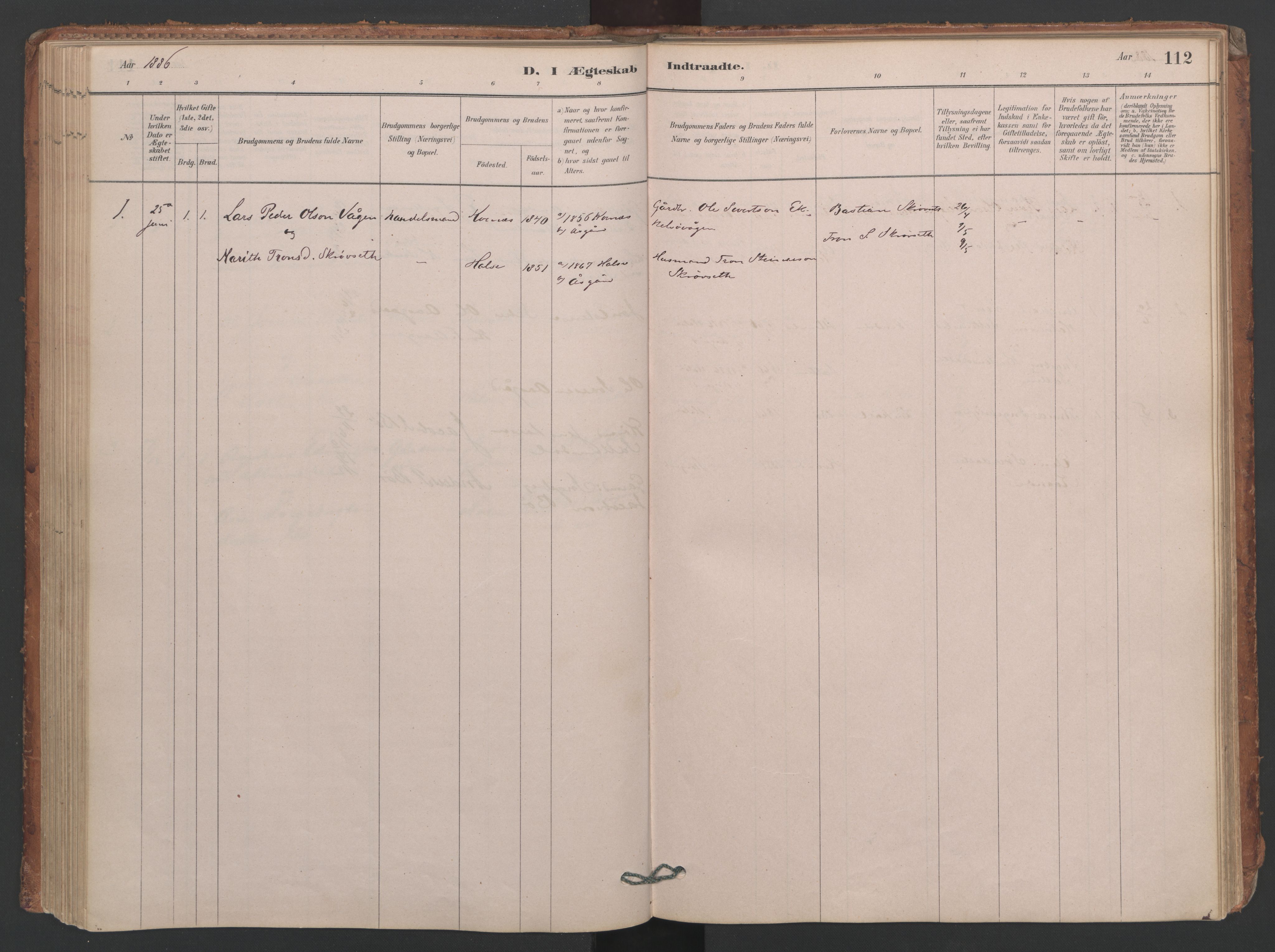 Ministerialprotokoller, klokkerbøker og fødselsregistre - Møre og Romsdal, AV/SAT-A-1454/594/L1036: Parish register (official) no. 594A02 (?), 1879-1910, p. 112