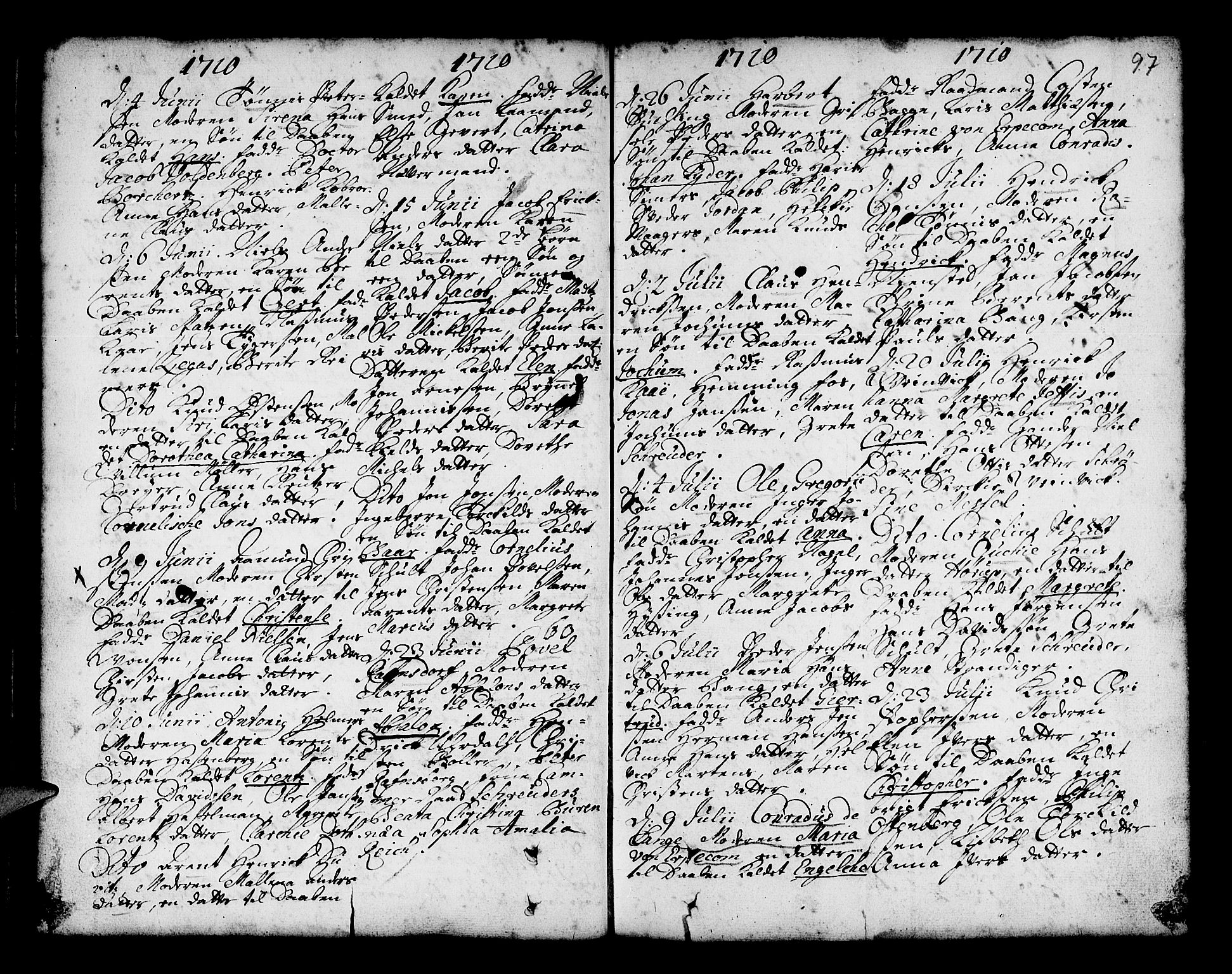 Nykirken Sokneprestembete, AV/SAB-A-77101/H/Haa/L0002: Parish register (official) no. A 2, 1700-1723, p. 97