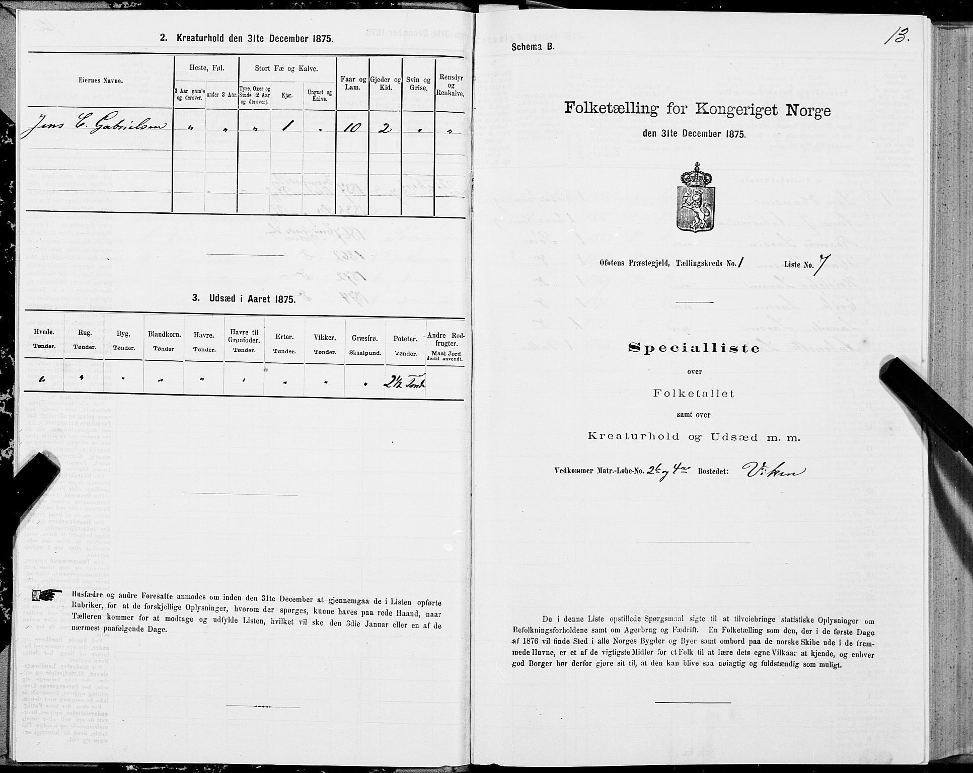 SAT, 1875 census for 1853P Ofoten, 1875, p. 1013