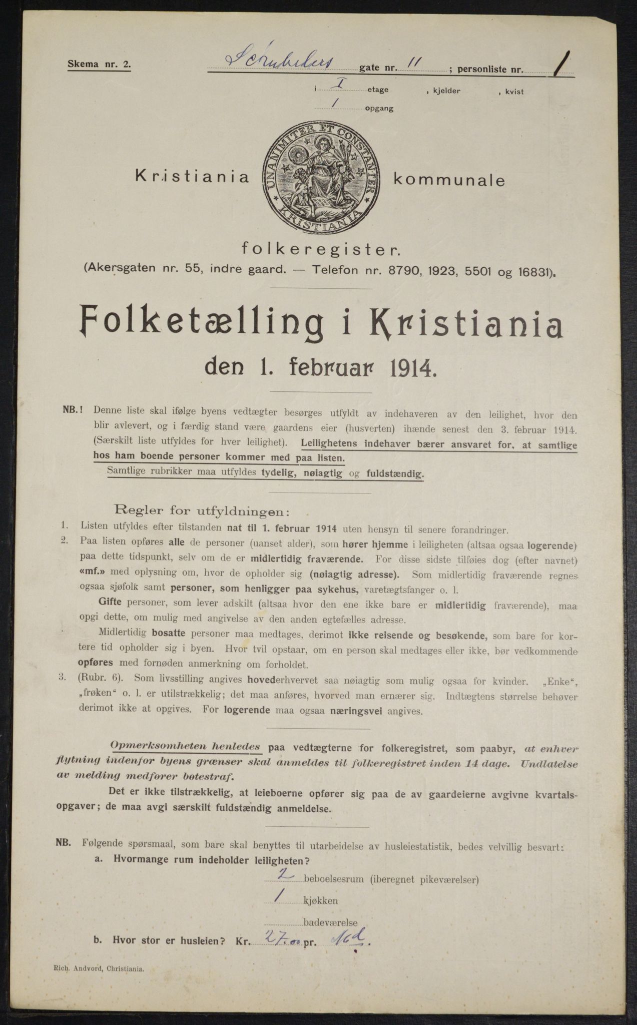 OBA, Municipal Census 1914 for Kristiania, 1914, p. 92760