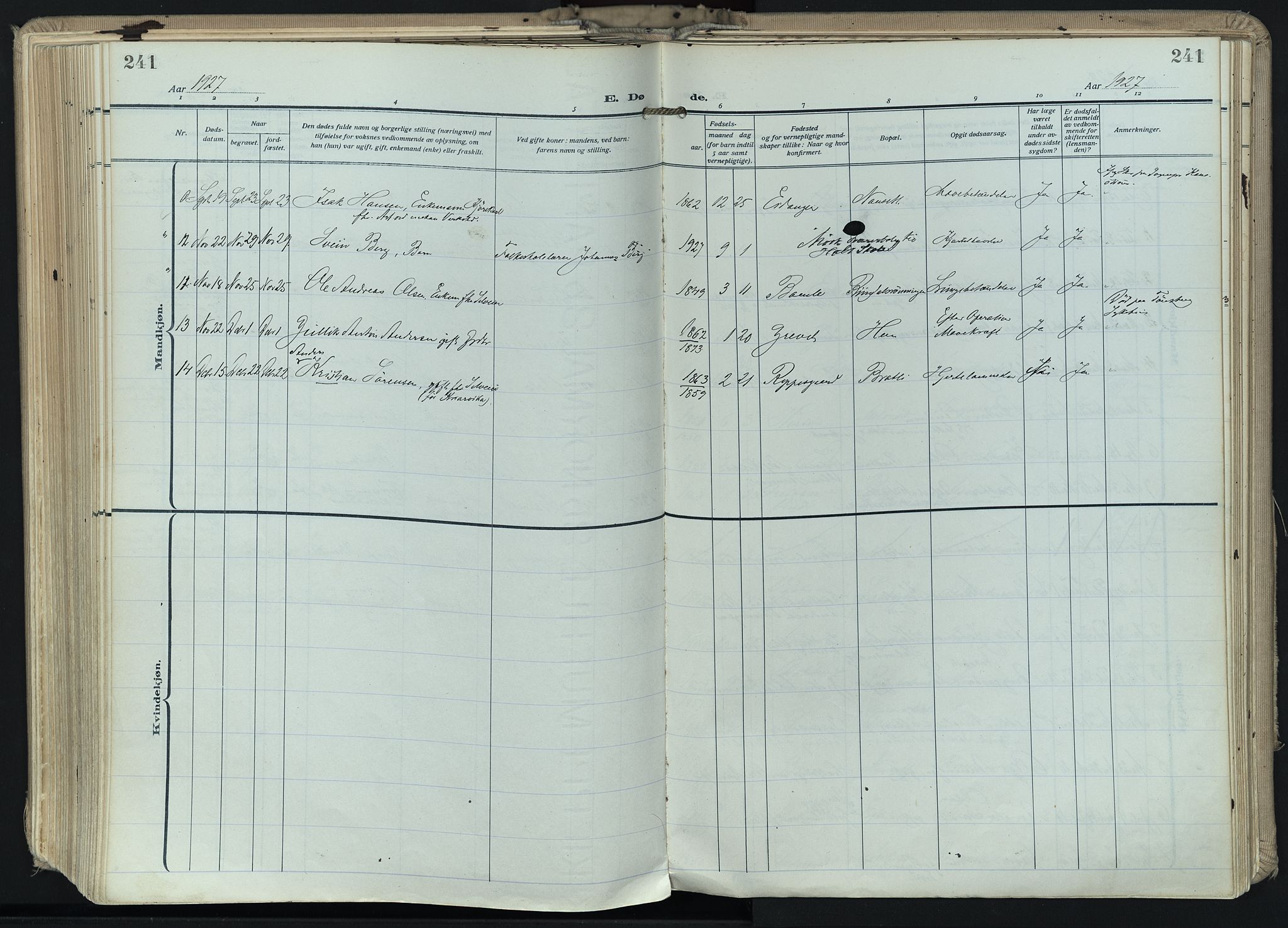 Hedrum kirkebøker, SAKO/A-344/F/Fa/L0011: Parish register (official) no. I 11, 1919-1933, p. 241