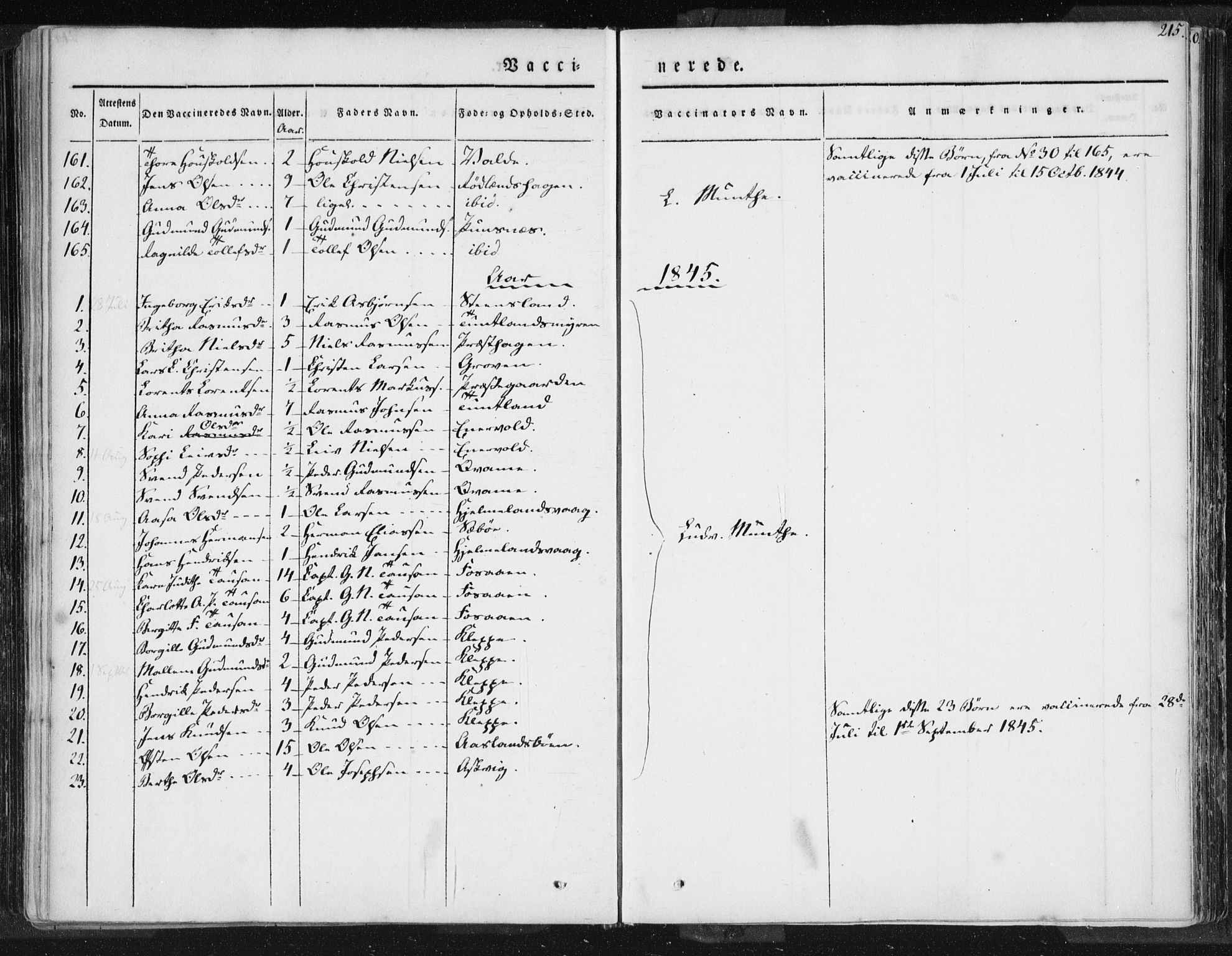 Hjelmeland sokneprestkontor, AV/SAST-A-101843/01/IV/L0006: Parish register (official) no. A 6, 1834-1845, p. 215