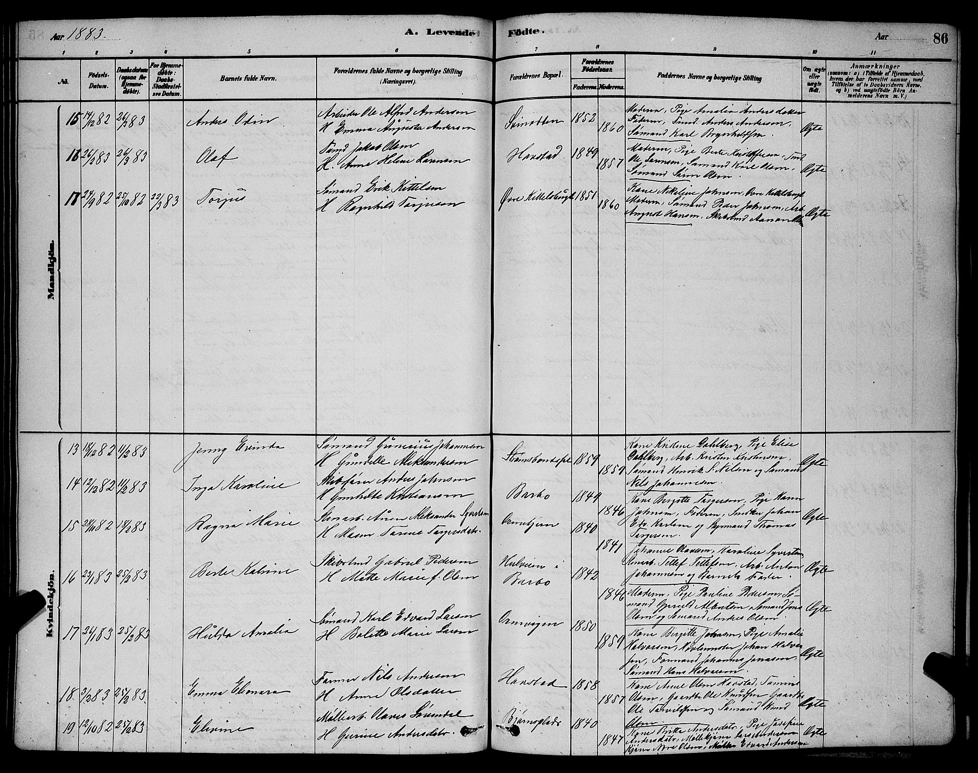 Barbu sokneprestkontor, AV/SAK-1111-0003/F/Fb/L0001: Parish register (copy) no. B 1, 1878-1890, p. 86