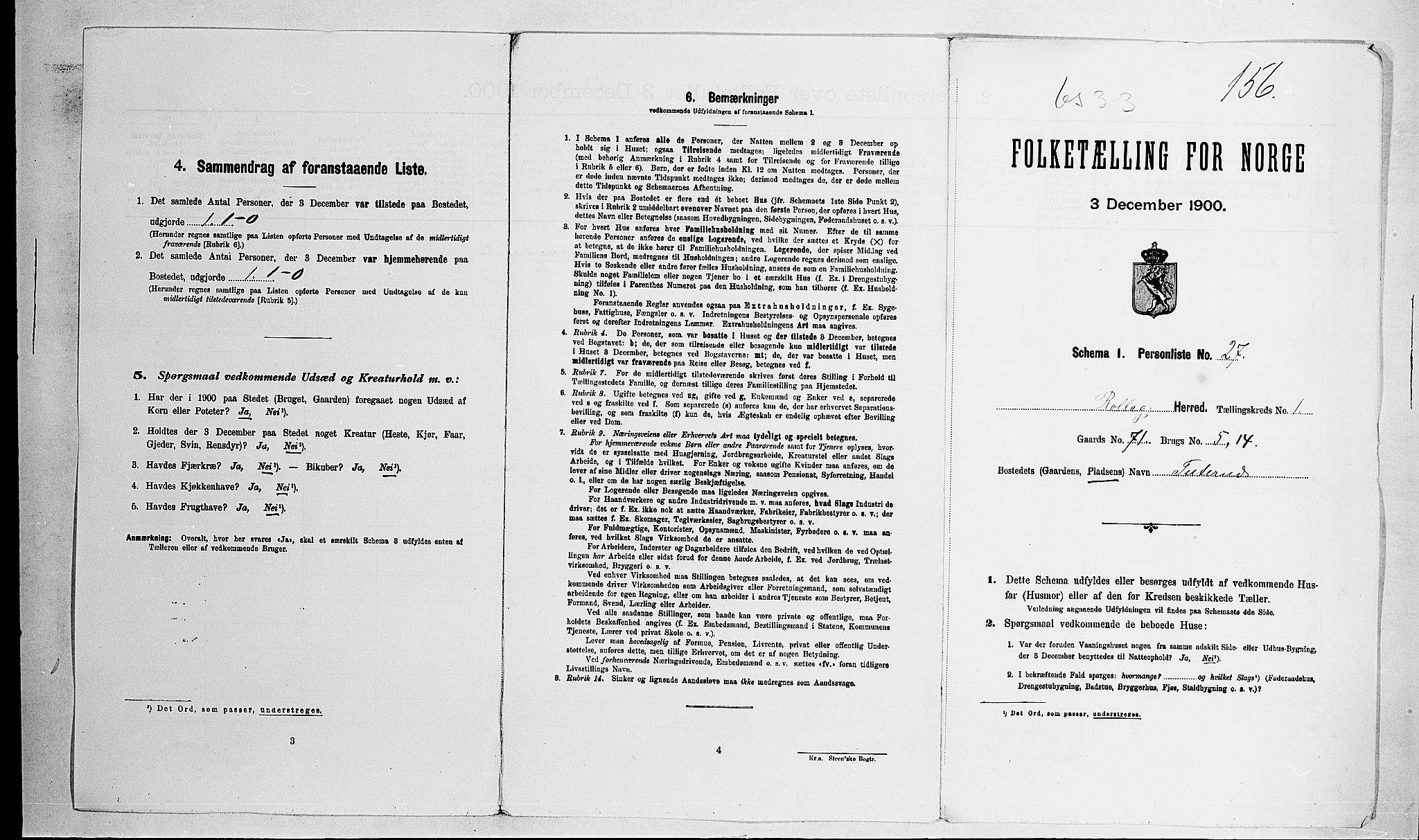 RA, 1900 census for Rollag, 1900, p. 19