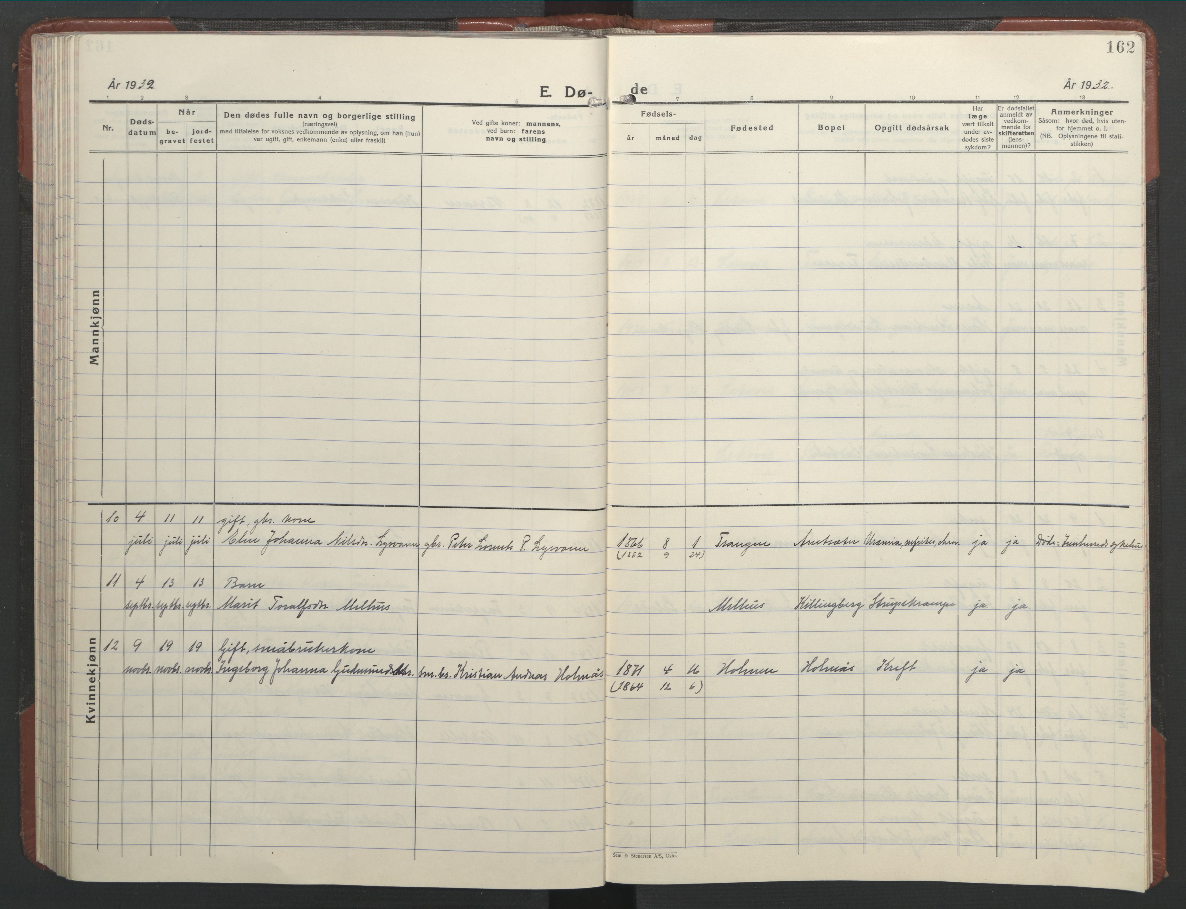 Ministerialprotokoller, klokkerbøker og fødselsregistre - Nord-Trøndelag, AV/SAT-A-1458/701/L0019: Parish register (copy) no. 701C03, 1930-1953, p. 162