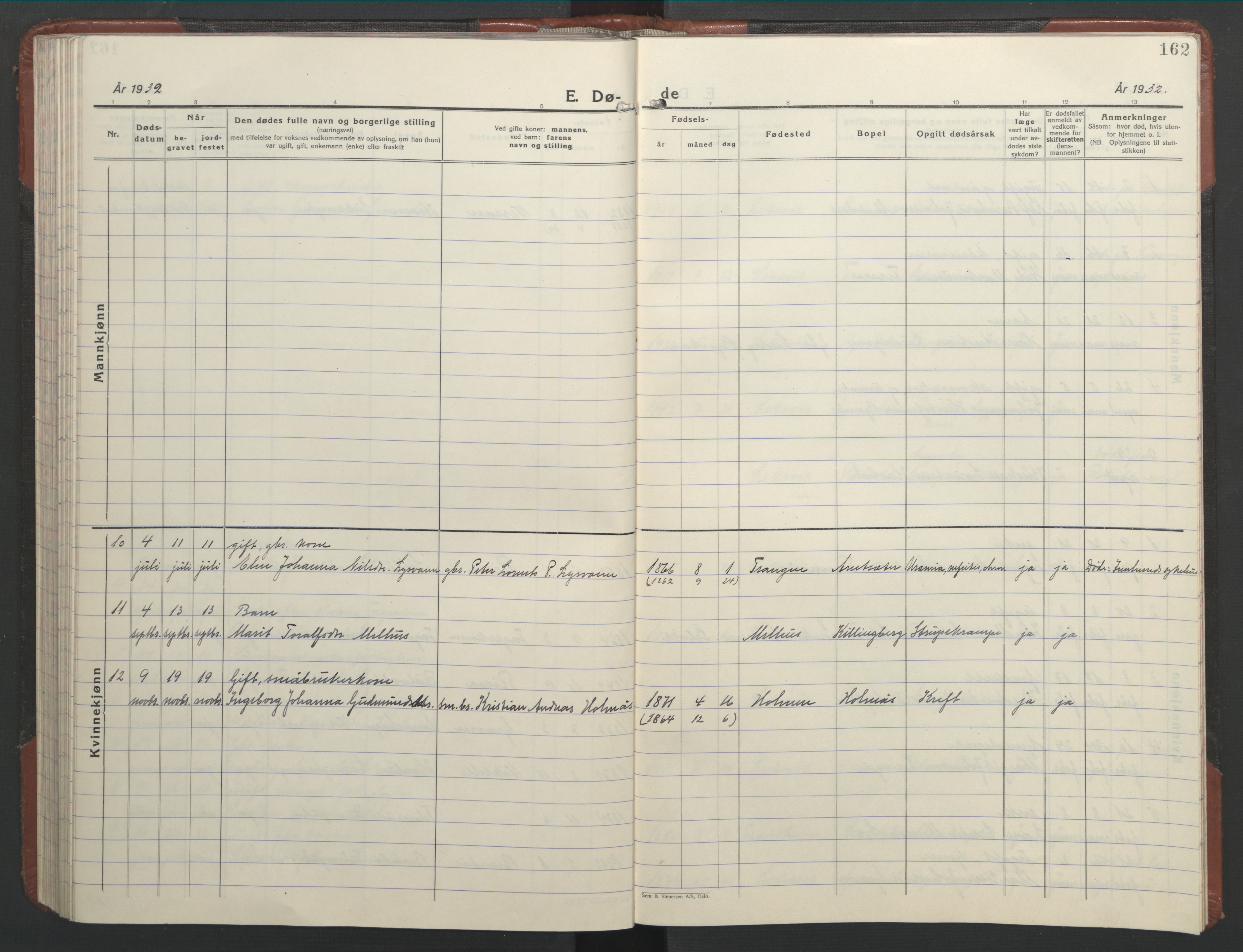 Ministerialprotokoller, klokkerbøker og fødselsregistre - Nord-Trøndelag, SAT/A-1458/701/L0019: Parish register (copy) no. 701C03, 1930-1953, p. 162