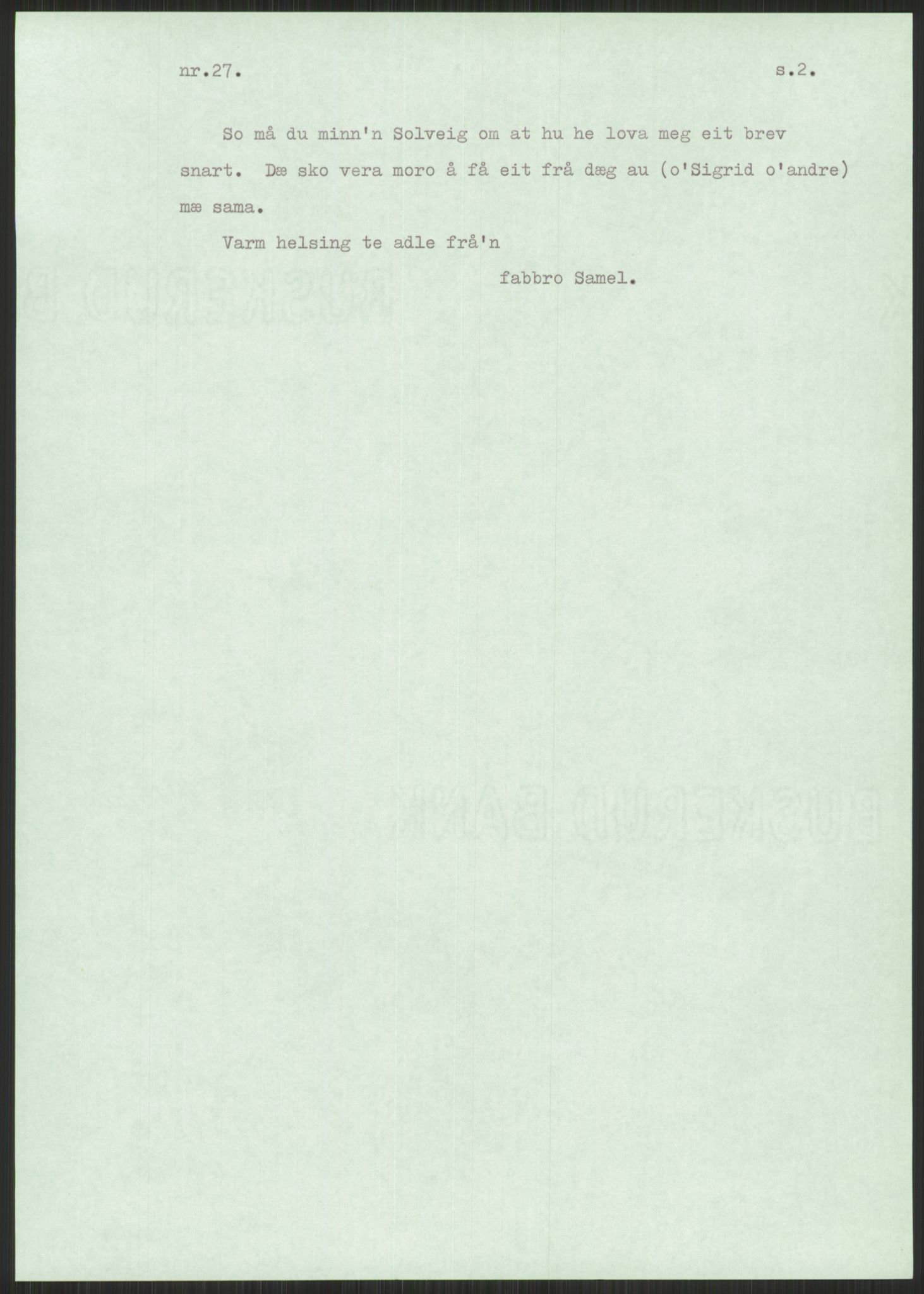 Samlinger til kildeutgivelse, Amerikabrevene, AV/RA-EA-4057/F/L0001: Innlån av ukjent proveniens. Innlån fra Østfold. Innlån fra Oslo: Bratvold - Garborgbrevene II, 1838-1914, p. 611
