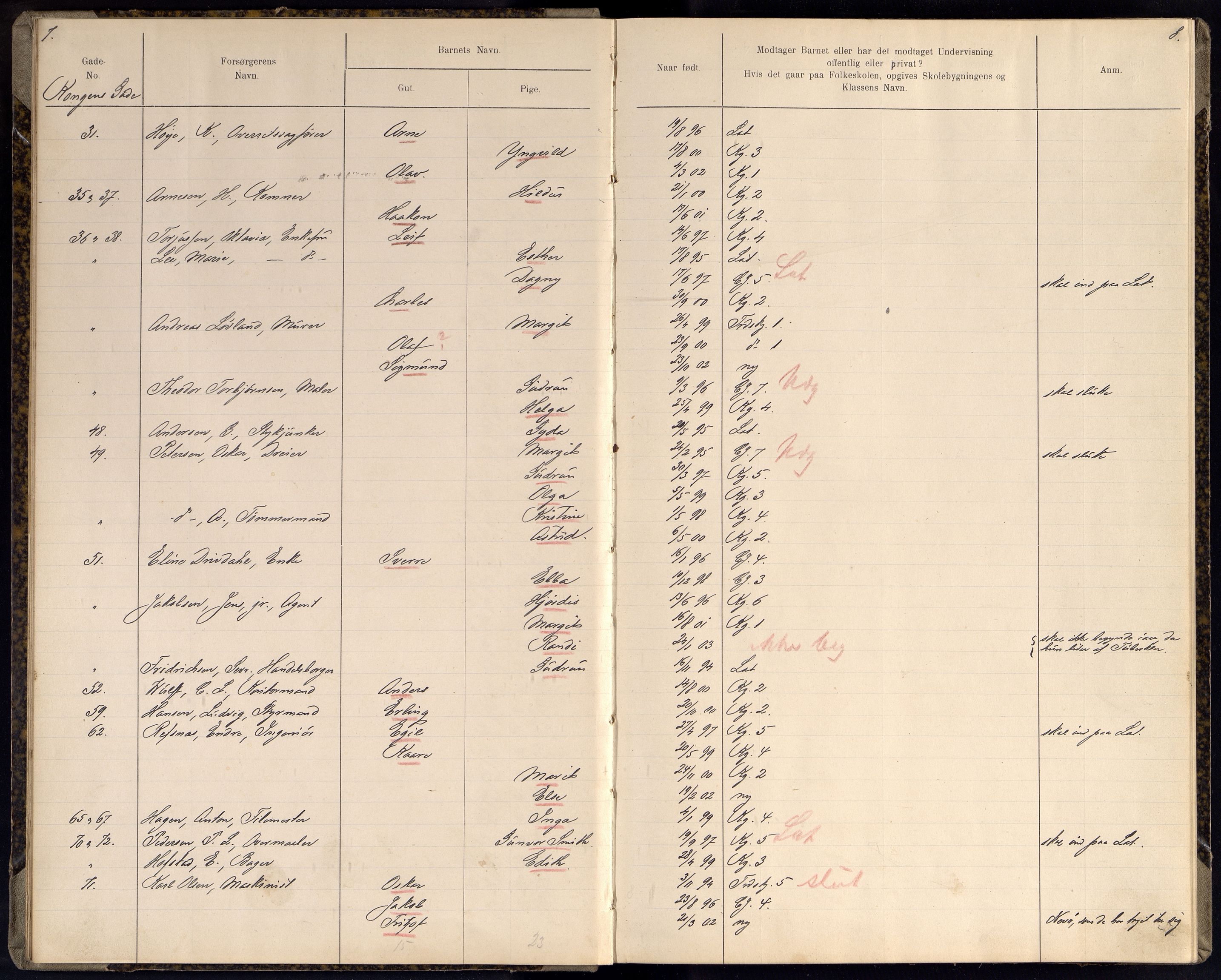 Kristiansand By - Skolekommisjonen/ -Styret, ARKSOR/1001KG510/J/Jb/L0017: Barnetelling, 1909