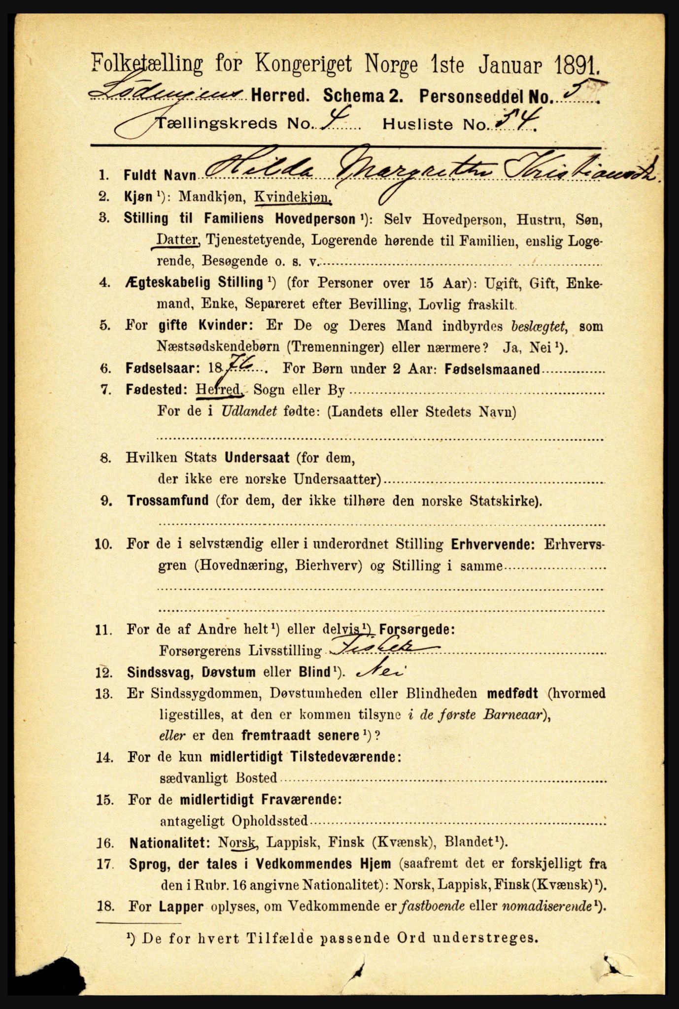 RA, 1891 census for 1851 Lødingen, 1891, p. 2264