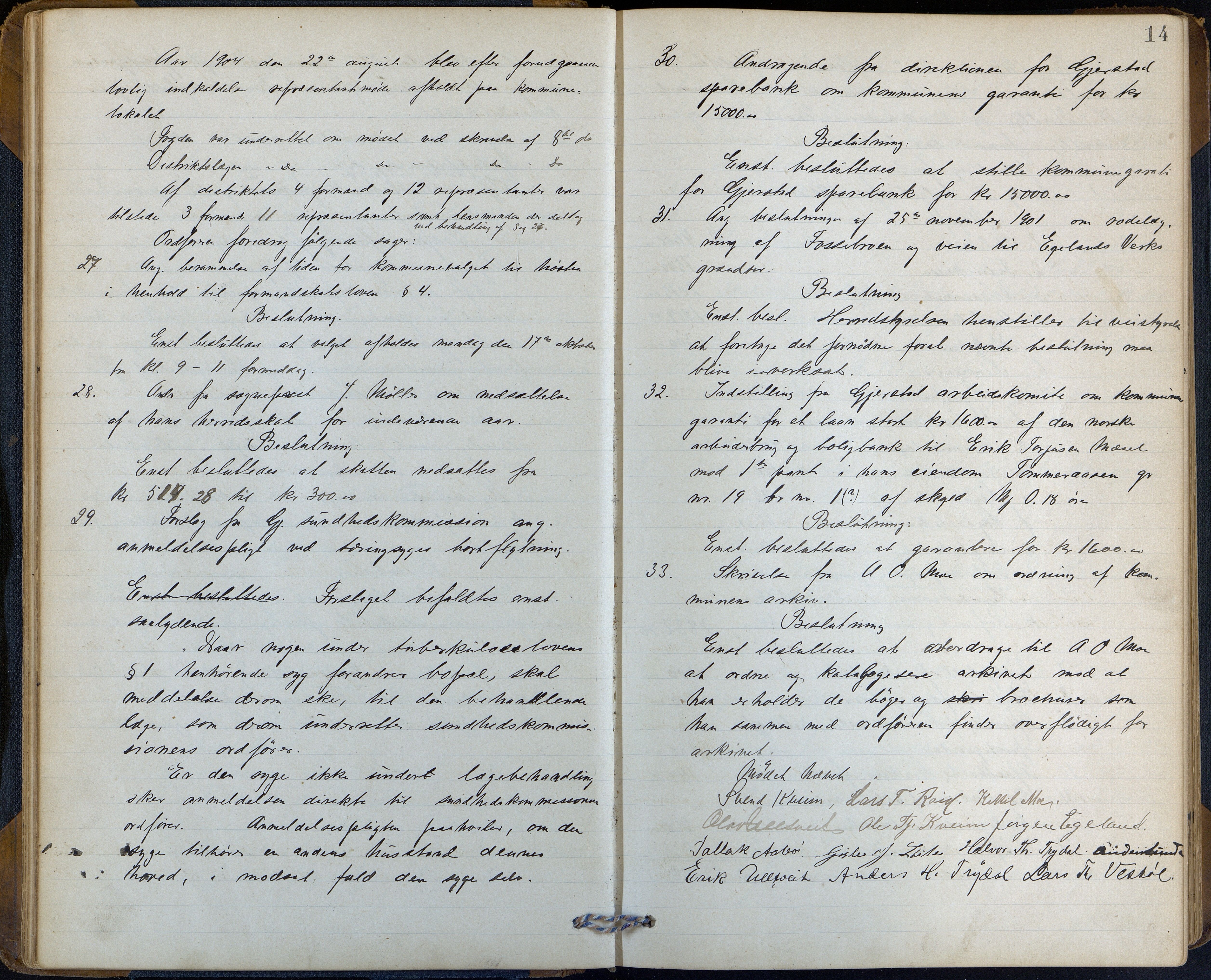 Gjerstad kommune, Kommunestyret, AAKS/KA0911-121_05/A01/L0004: Møtebok, 1903-1916, p. 14