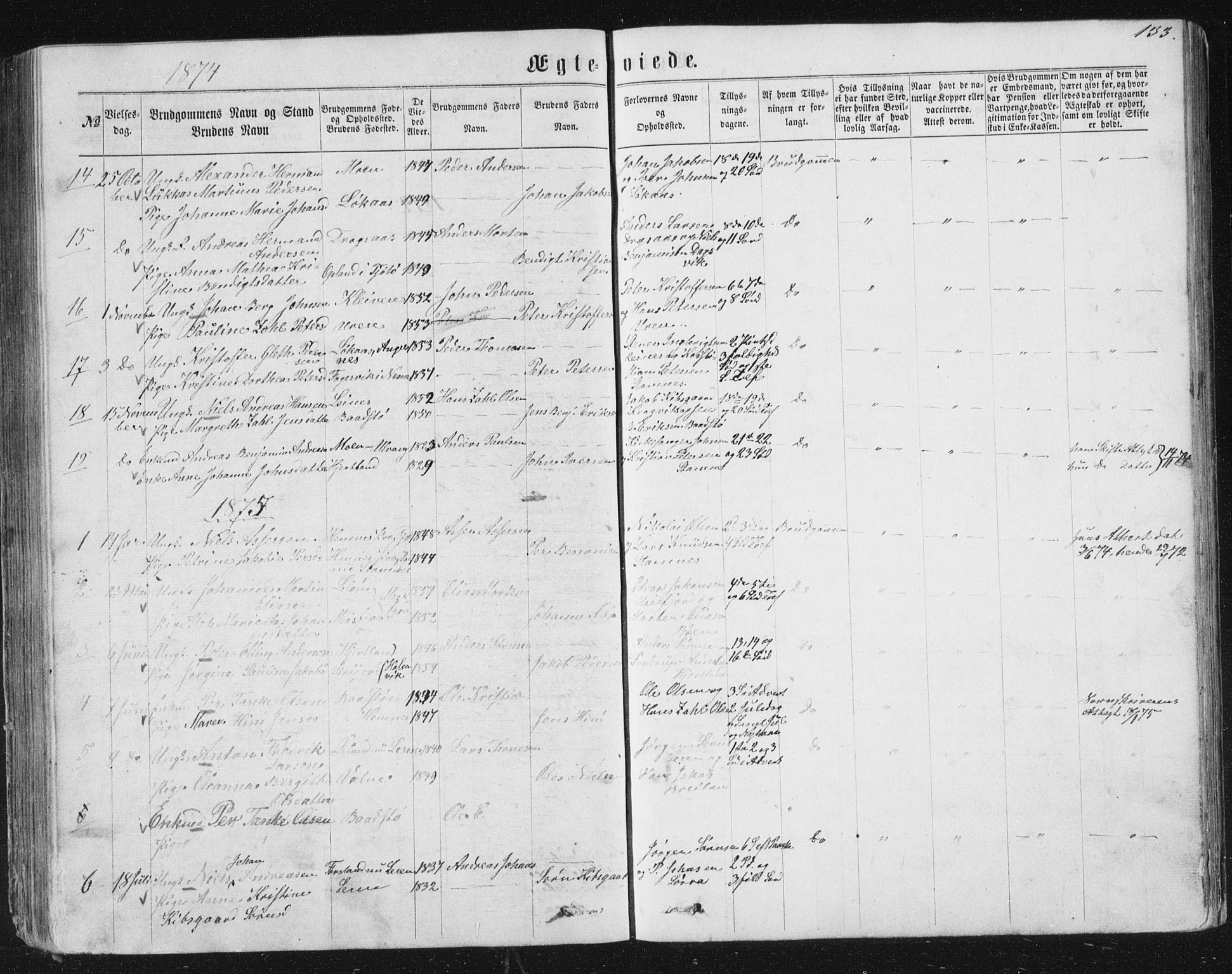 Ministerialprotokoller, klokkerbøker og fødselsregistre - Nordland, AV/SAT-A-1459/831/L0476: Parish register (copy) no. 831C03, 1866-1877, p. 133